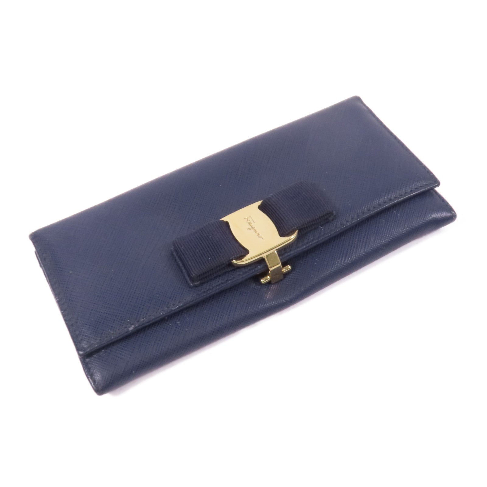 Salvatore Ferragamo 【激減優惠】牛皮皮革Long Bifold Wallet金扣長錢包