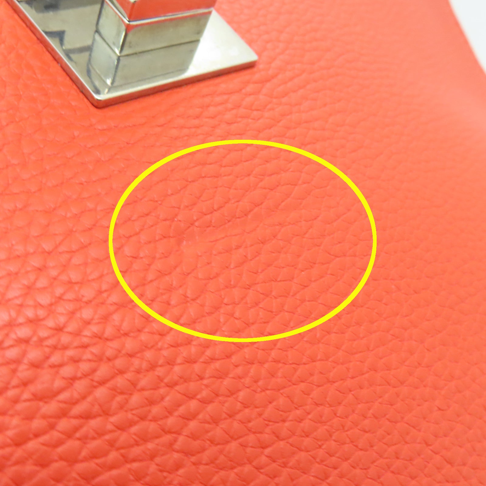 CELINE 牛皮皮革Trapeze銀扣手挽肩背兩用袋橙色