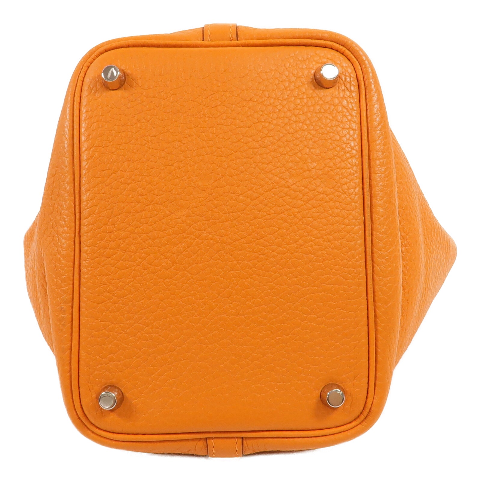 HERMES Clemence皮革Picotin PM手挽袋Orange