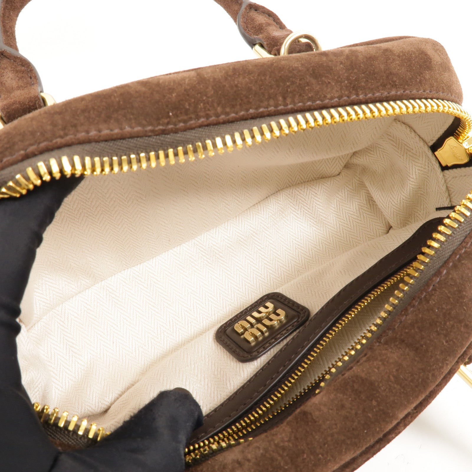 Miu Miu 麂皮皮革Arcadie Handbag手挽肩背兩用袋