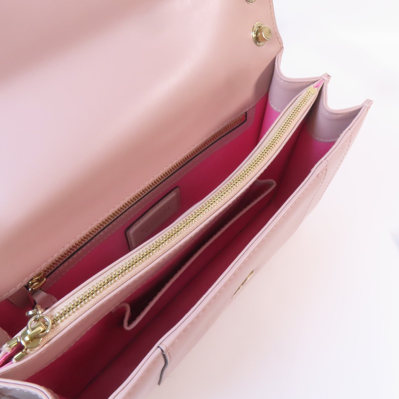 BVLGARI 【激減優惠】皮革Chain Shoulder Bag銀扣鏈帶肩背袋粉紅色