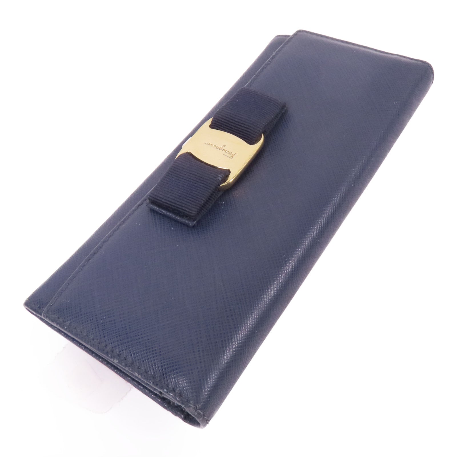 Salvatore Ferragamo 【激減優惠】牛皮皮革Long Bifold Wallet金扣長錢包