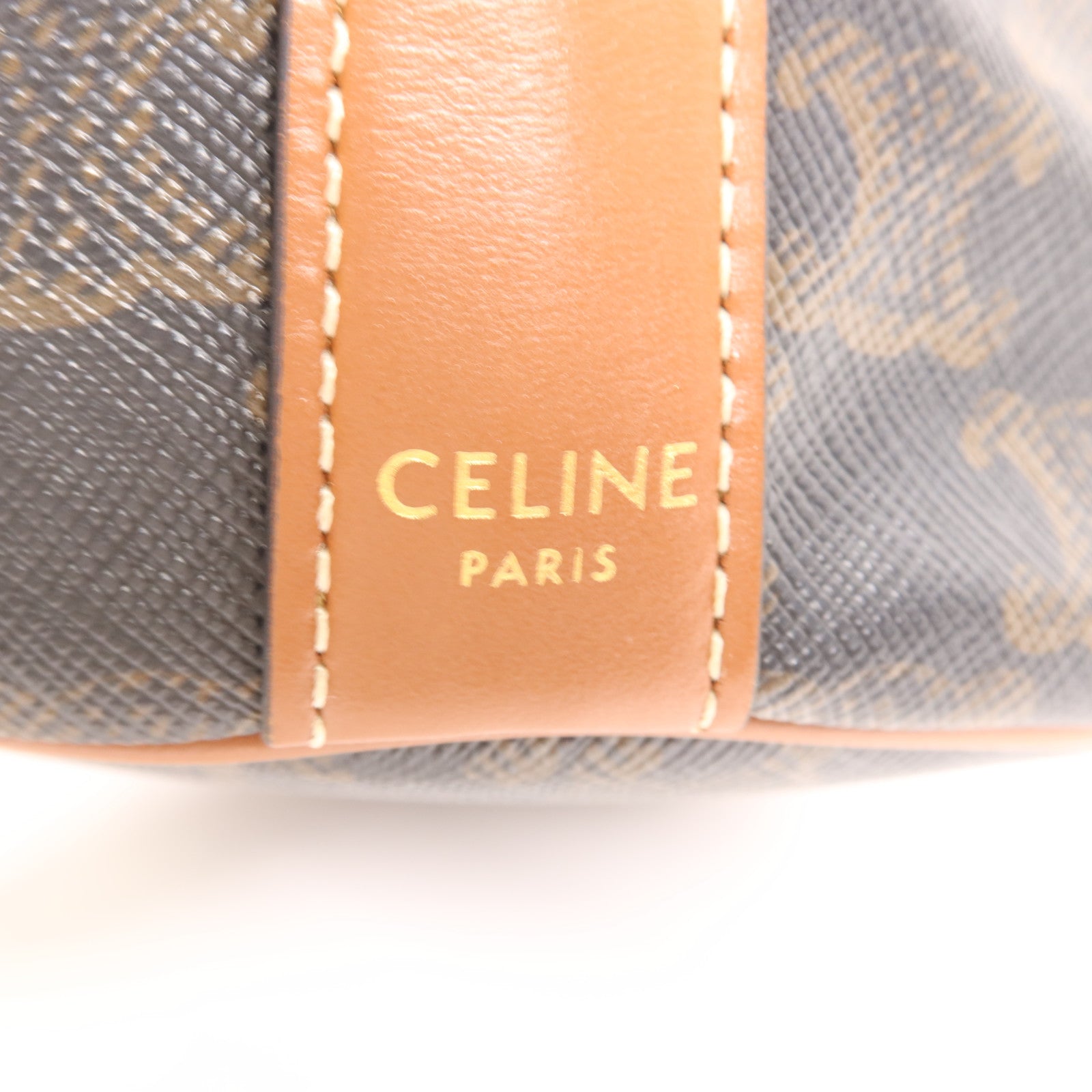 CELINE 塗層帆布Triomphe Drawstring Small Bucket金扣肩背袋