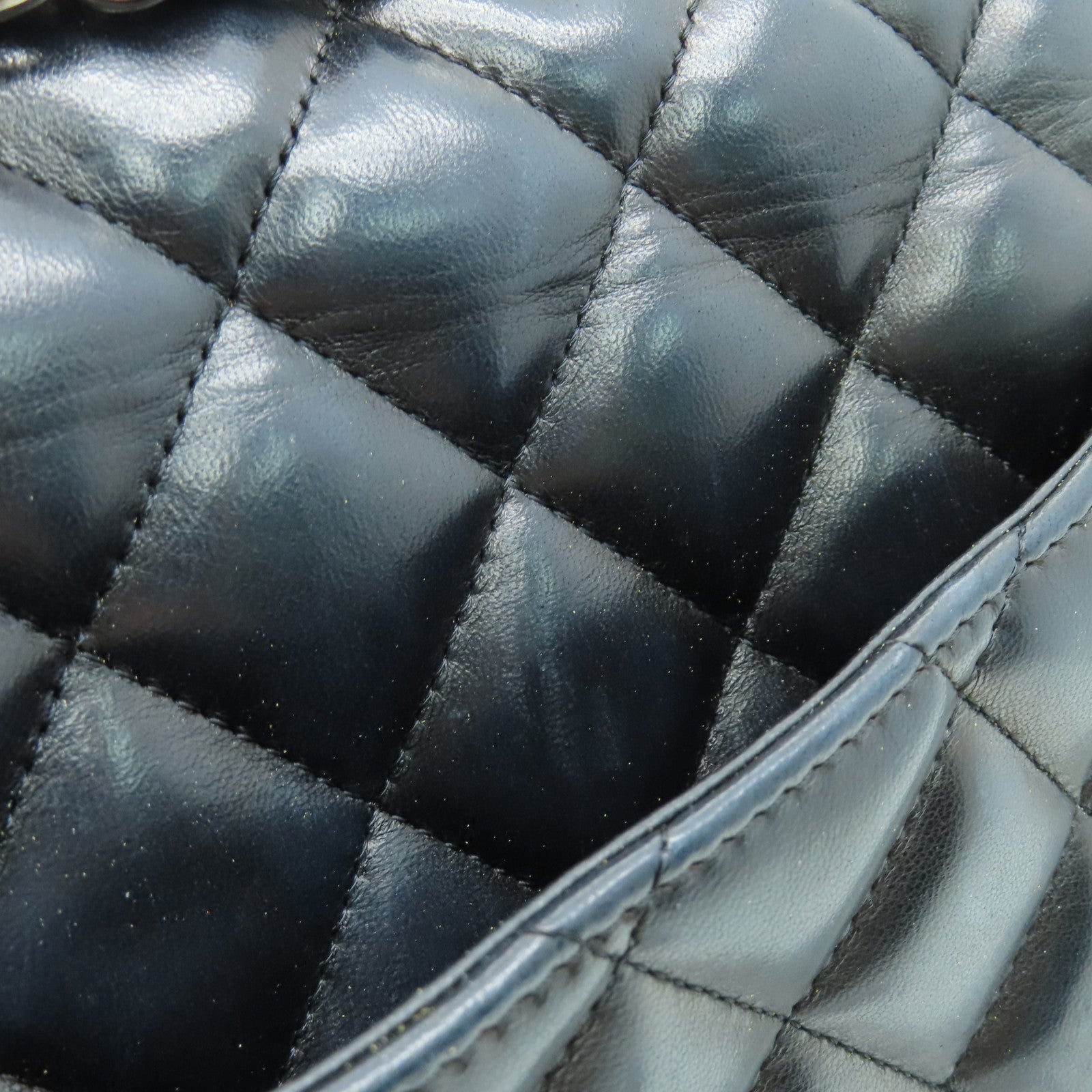 CHANEL Rhombus Sheepskin Leather Chain Shoulder Bag Chain Belt Shoulder Bag Black