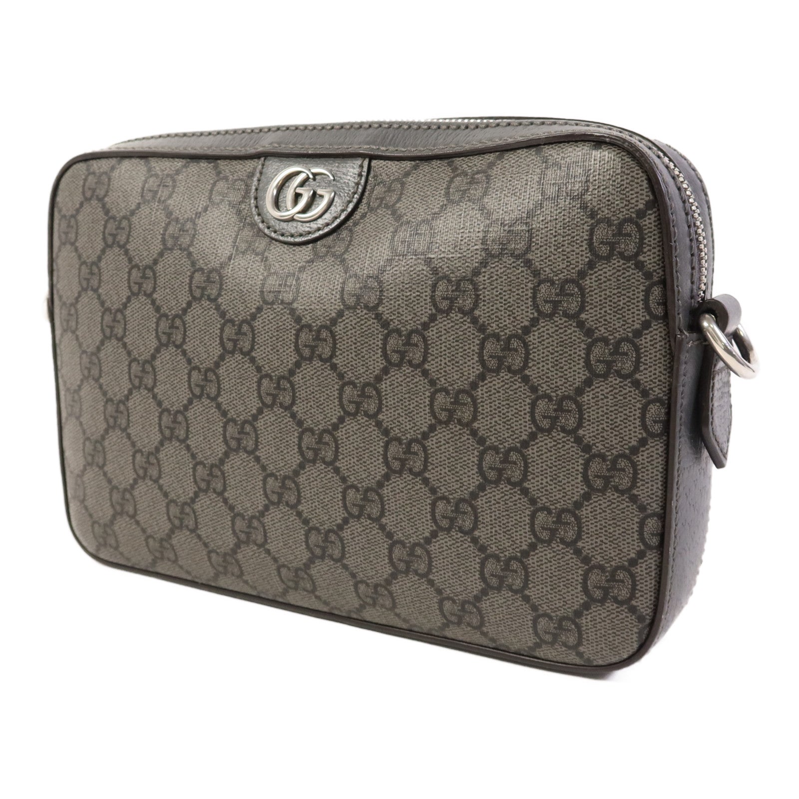 GUCCI 塗層帆布Ophidia銀扣肩背袋