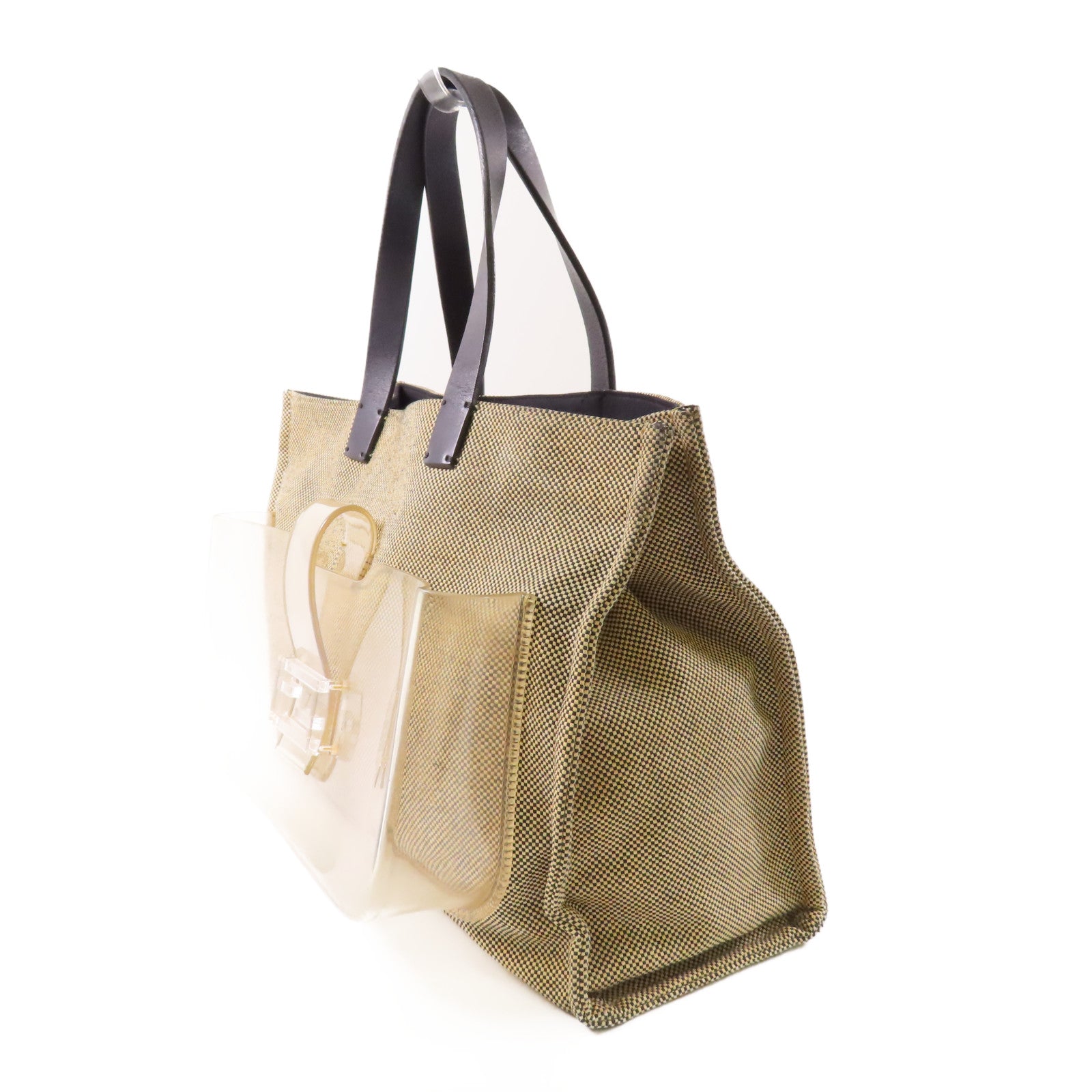 Fendi Tote Bag Shoulder Bag Canvas Beige