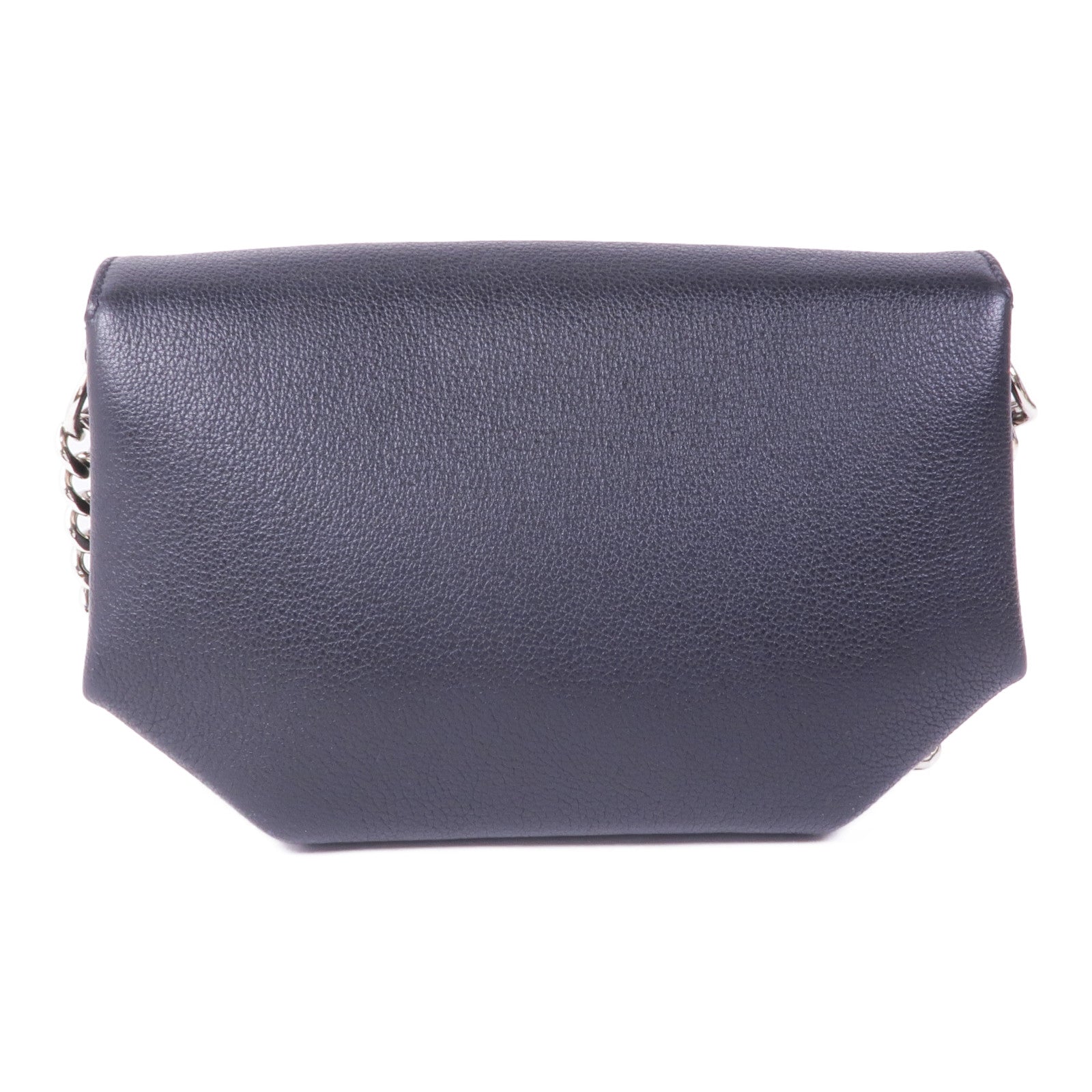 HERMES Clemence皮革Opli 24銀扣鏈帶肩背袋Noir