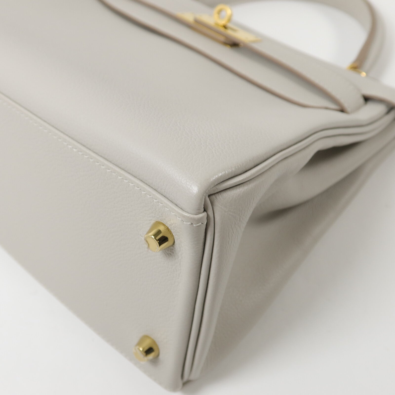 HERMES Togo皮革Kelly 28手挽肩背兩用袋Gris Pâle