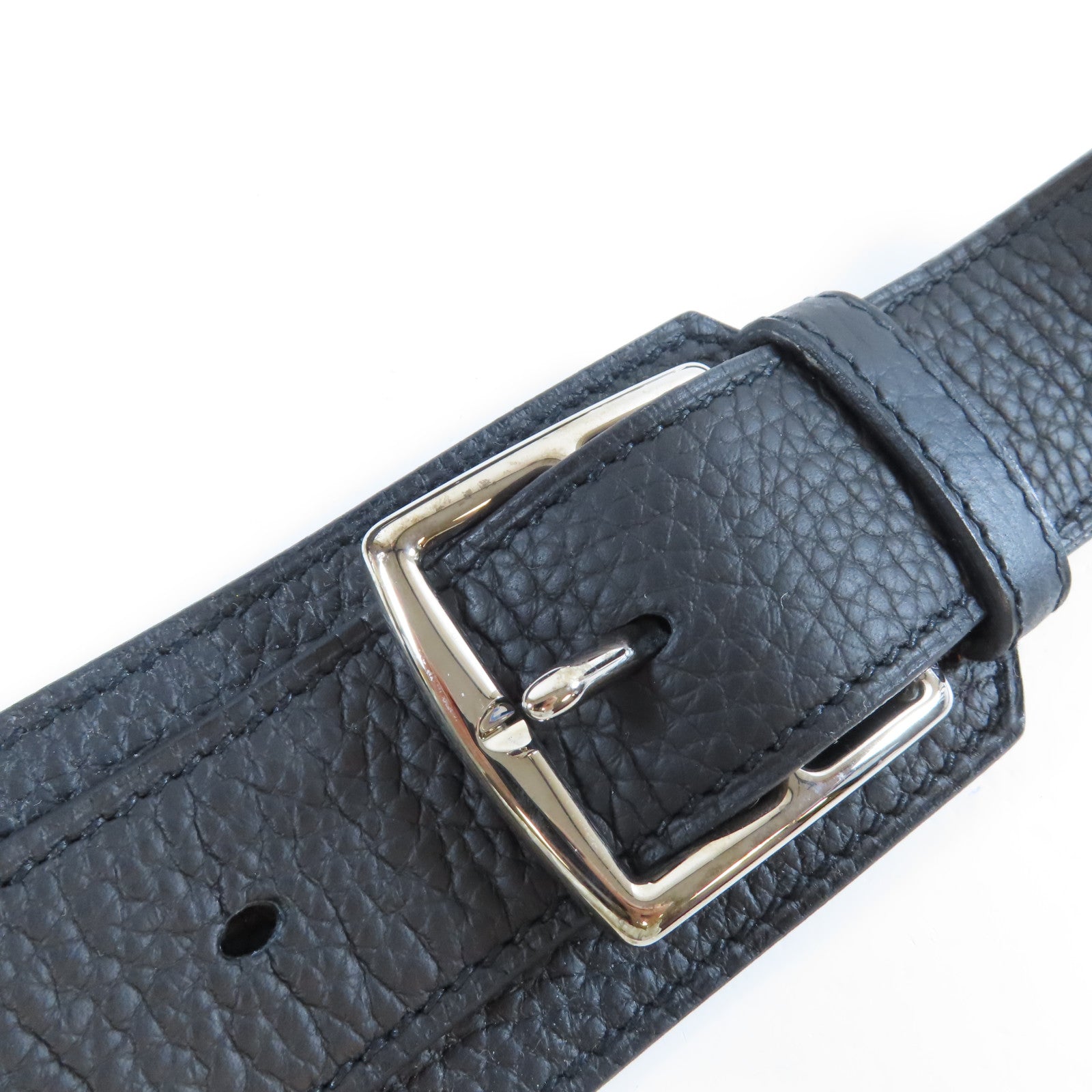 HERMES Clemence皮革Jypsiere 31銀扣肩背袋Noir黑色
