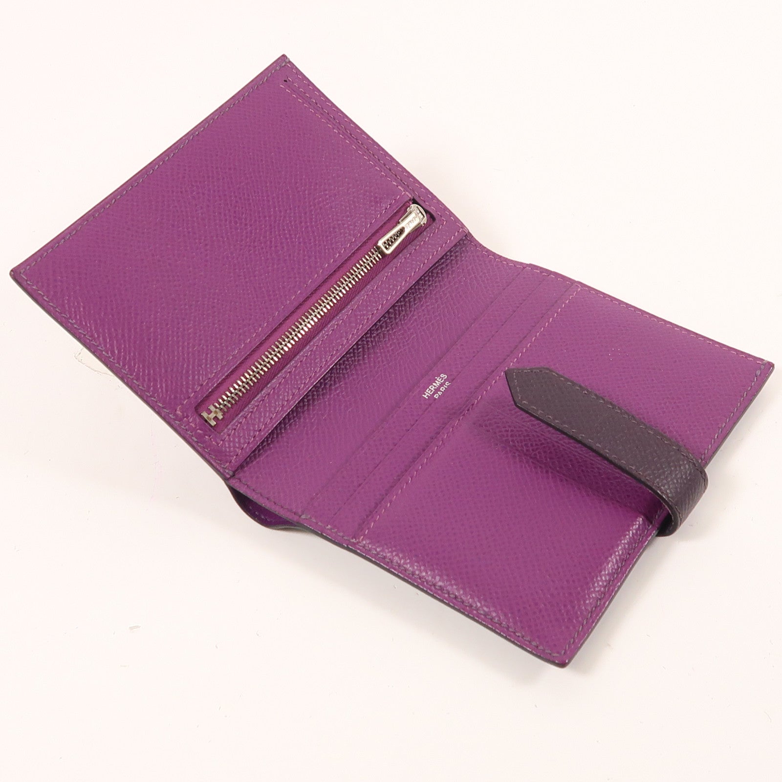 HERMES Epsom皮革Bearn Compact Wallet銀扣錢包