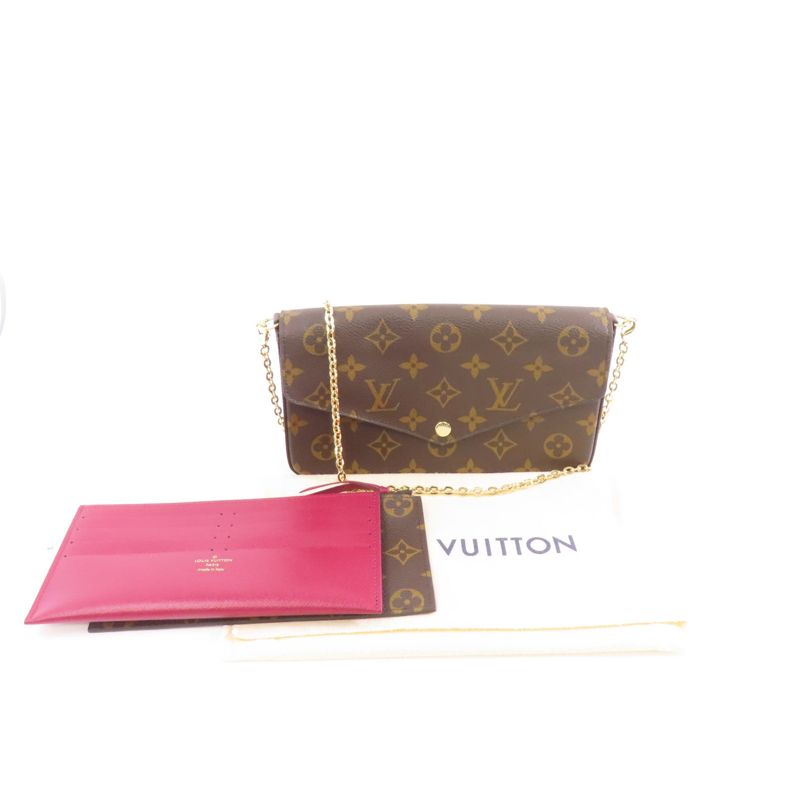 LOUIS VUITTON Monogram Pochette Felicie金扣鏈帶肩背袋