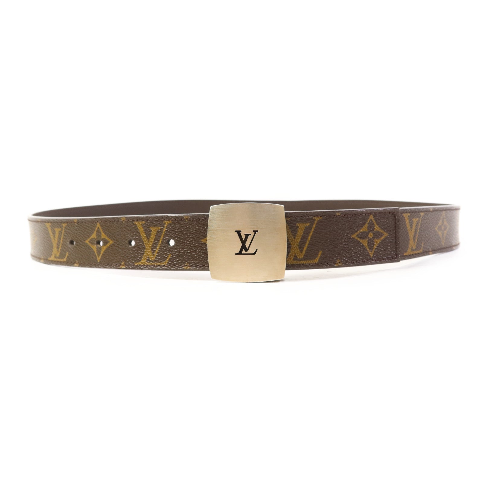 LOUIS VUITTON Monogram Buckle Monogram Belt銀扣皮帶