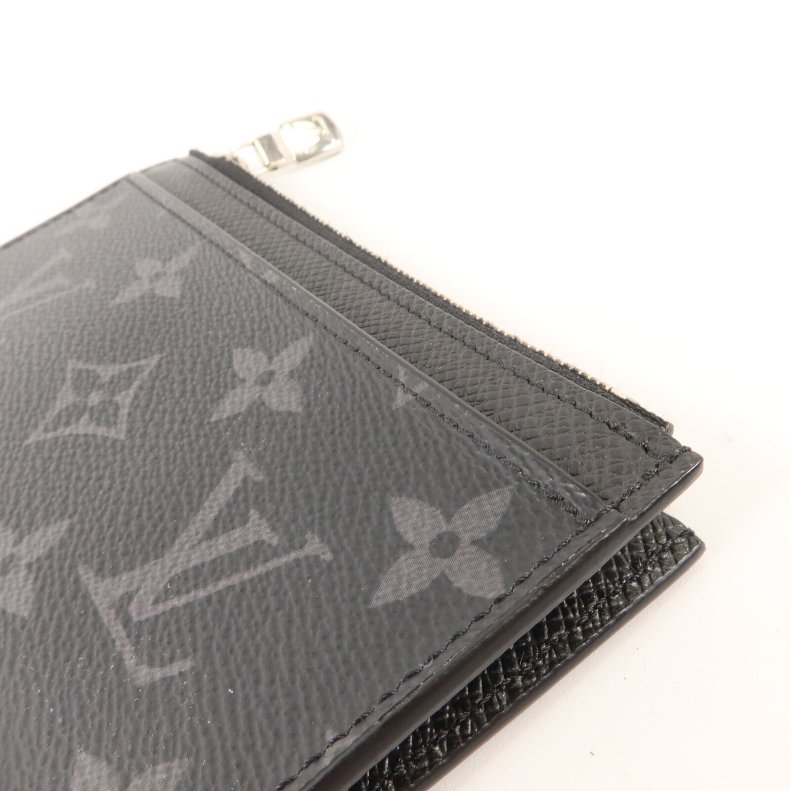 LOUIS VUITTON Monogram Eclipse/Taiga Coin Card Holder銀扣零錢包/卡片套