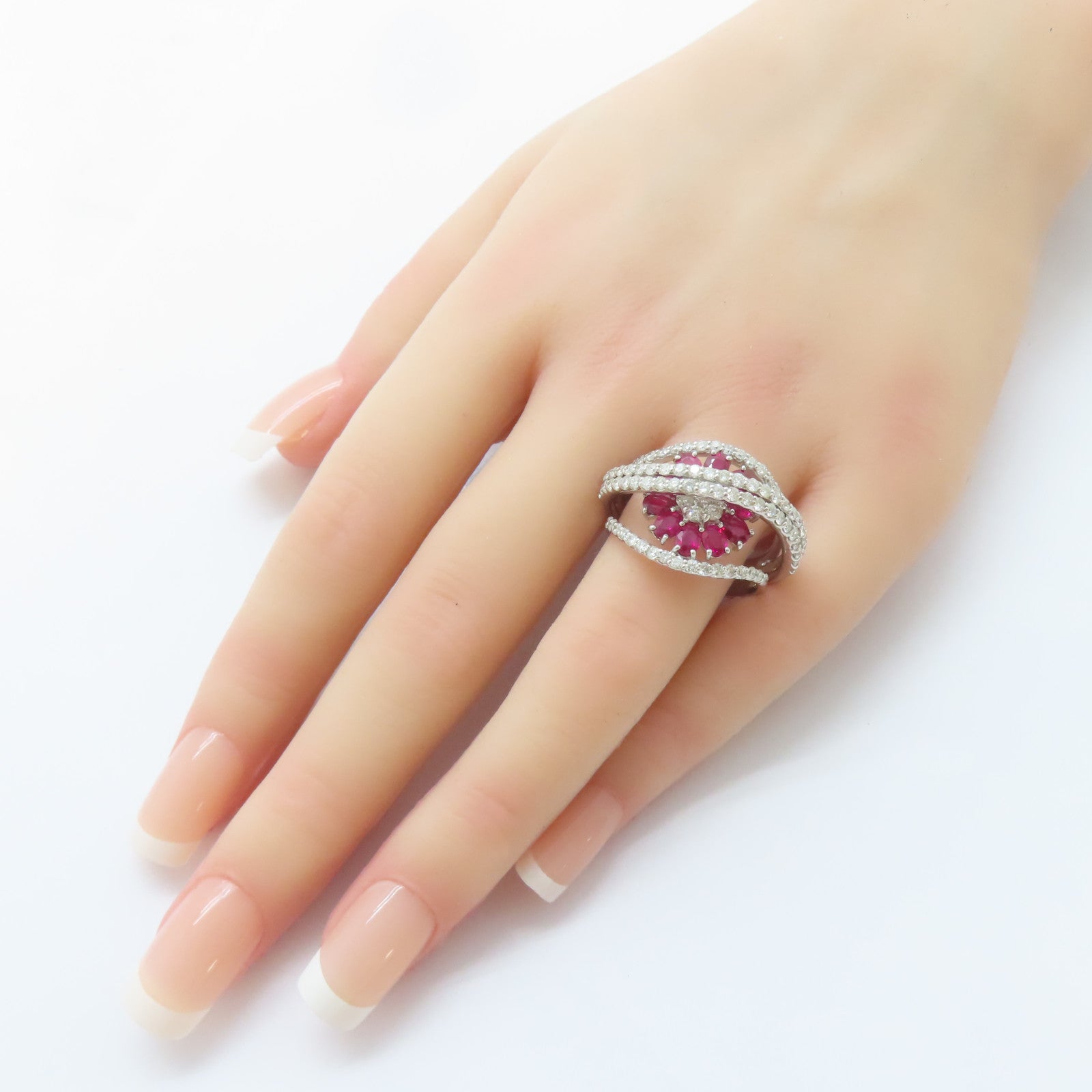 JEWELRY 18K白金Ruby Ring 2.09ct紅寶石/1.8ct鑽石戒指US#10