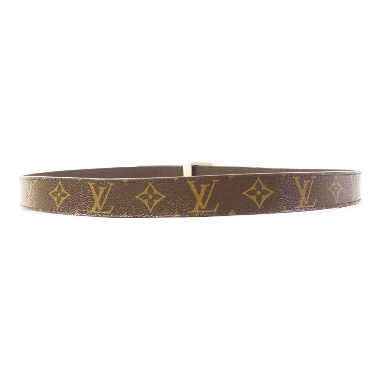 LOUIS VUITTON Monogram Buckle Monogram Belt銀扣皮帶
