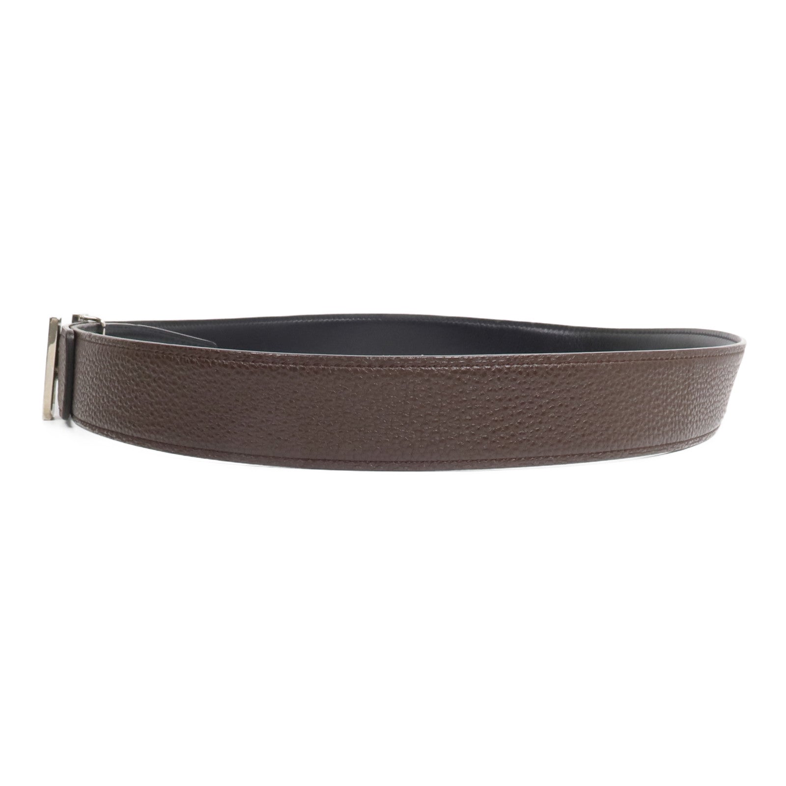 HERMES Togo/Box皮革Reversible H Belt 85cm皮帶Chocolat/Noir