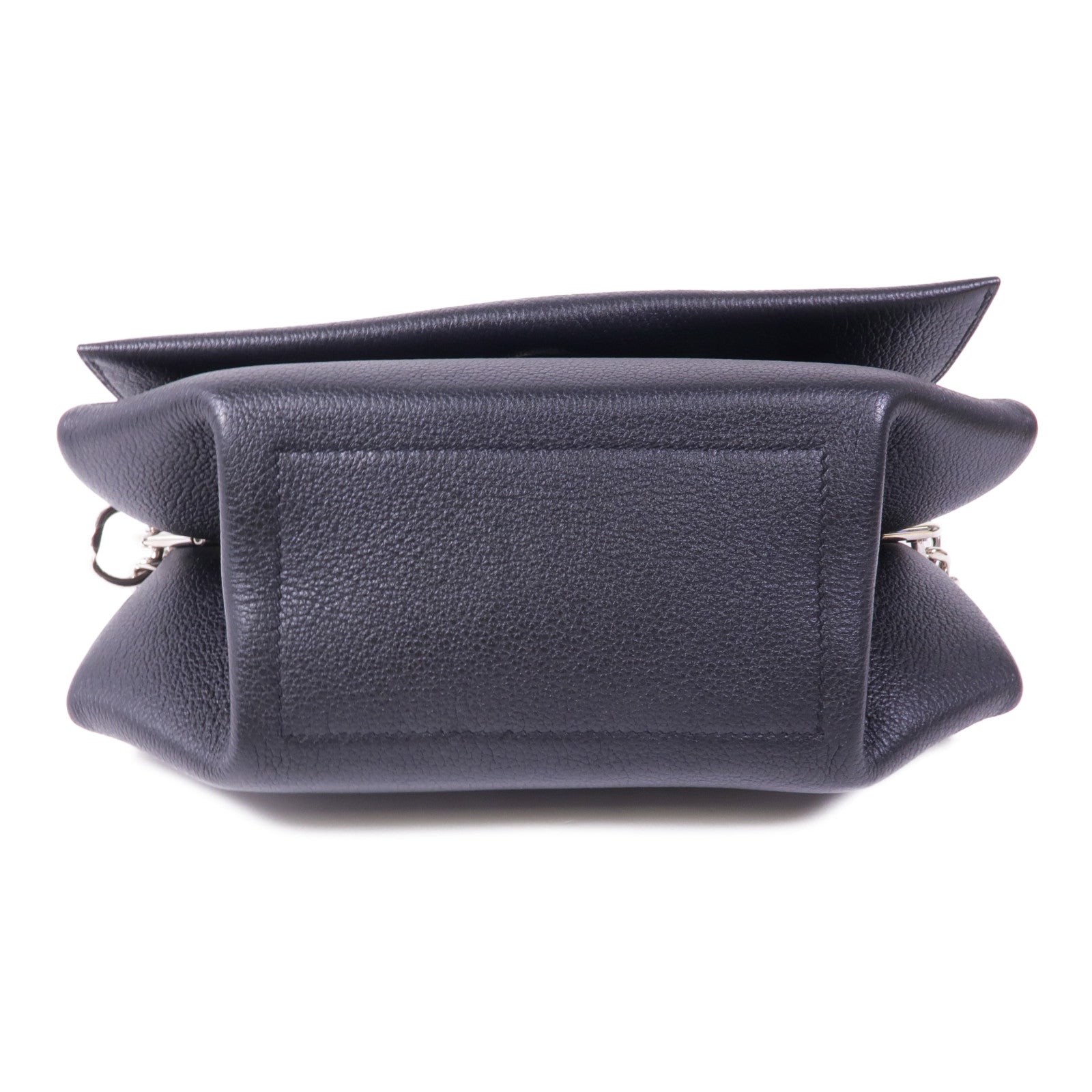 HERMES Clemence皮革Opli 24銀扣鏈帶肩背袋Noir