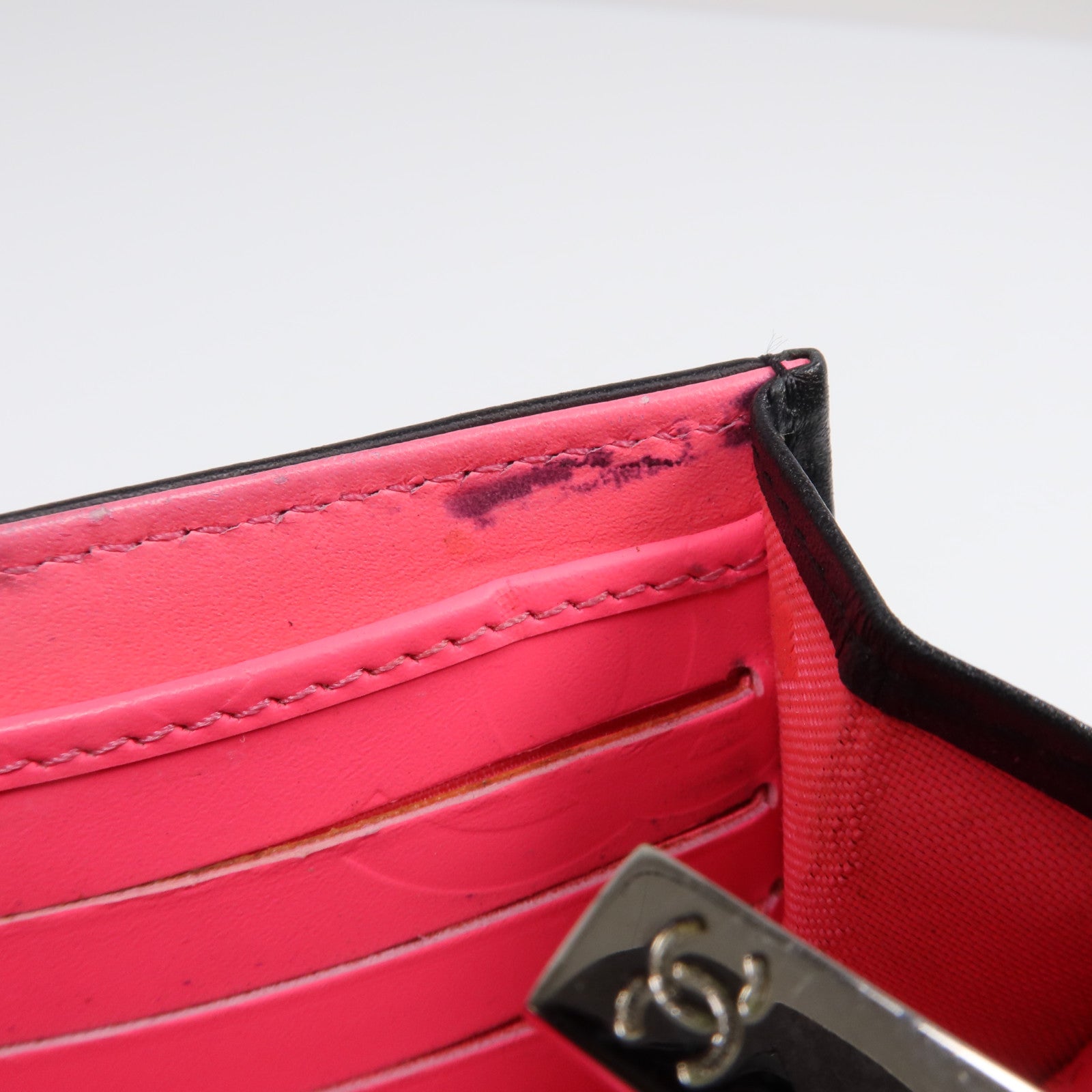 CHANEL 牛皮皮革Cambon Long Wallet銀扣長錢包