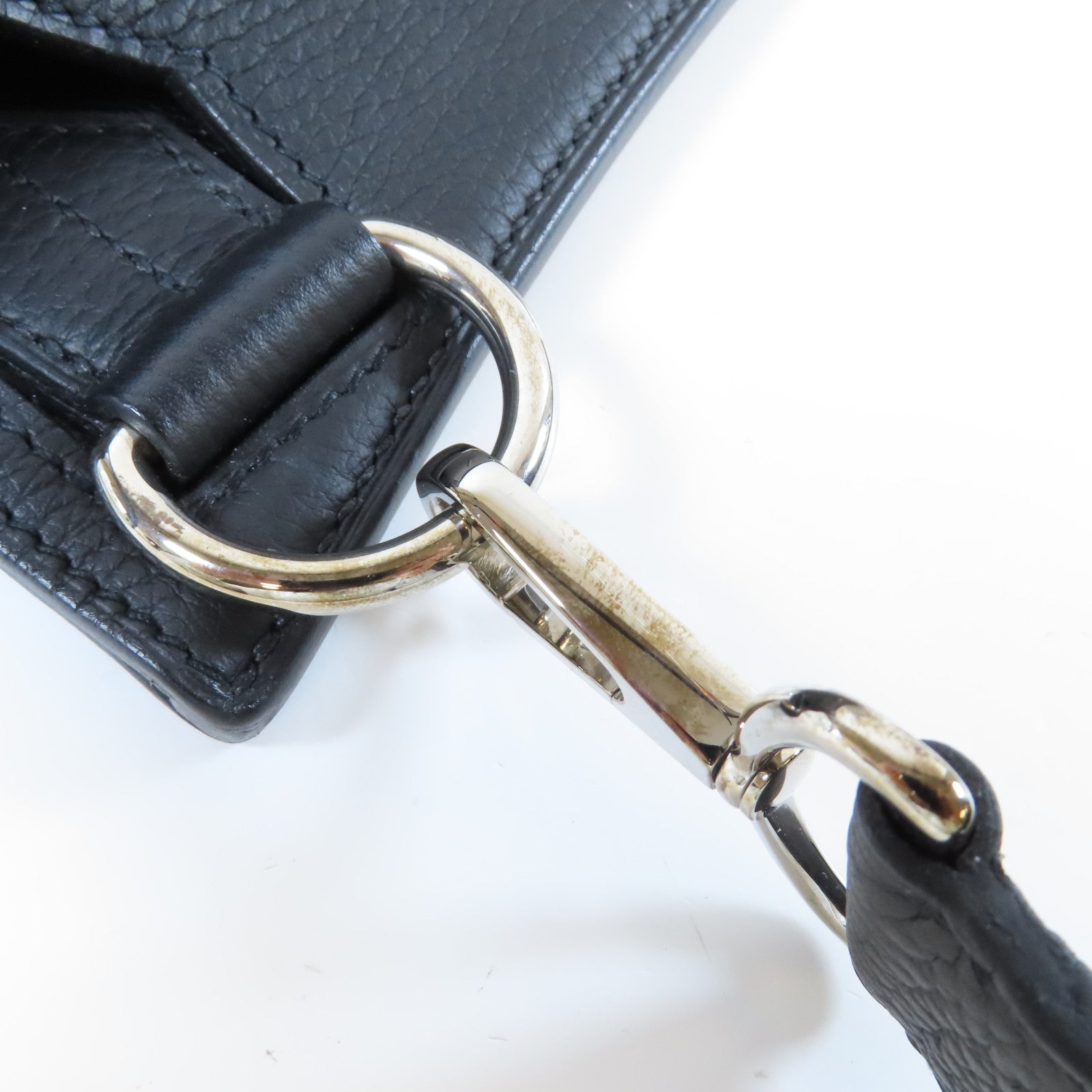 HERMES Clemence皮革Jypsiere 31銀扣肩背袋Noir黑色