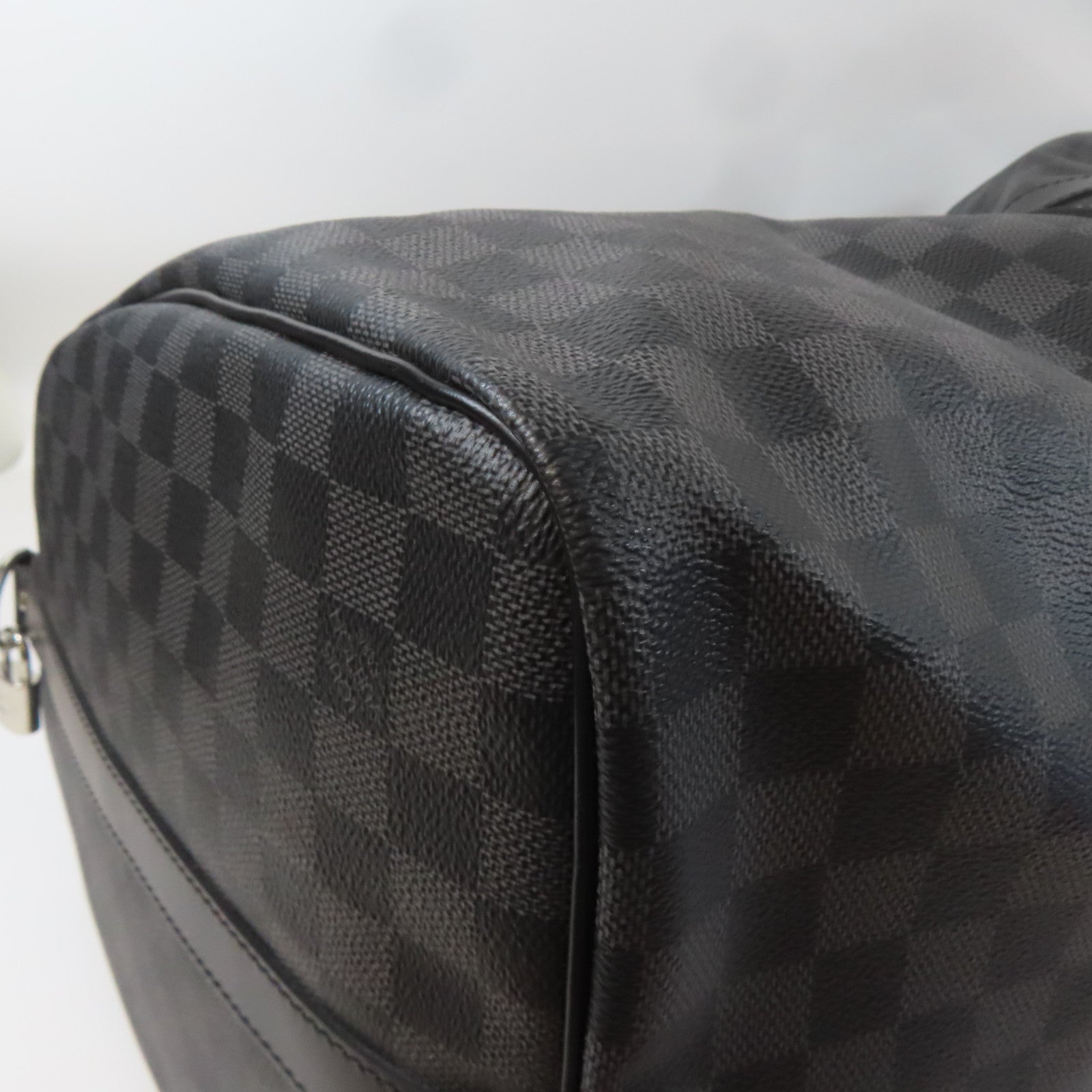 LOUIS VUITTON Damier Graphite Keepall Bandouliere 55銀扣手挽肩背兩用袋黑色