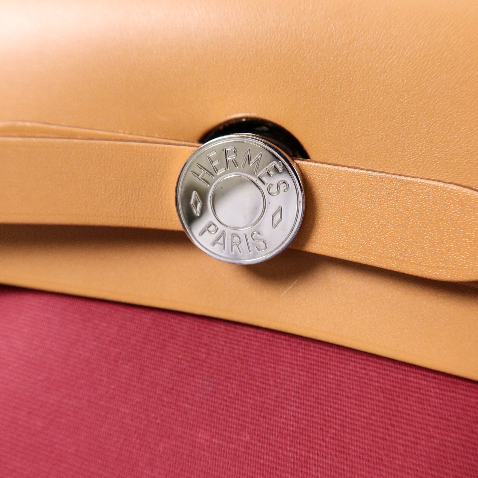 HERMES 帆布Herbag PM手挽肩背兩用袋Rubis/Bleu Saphir