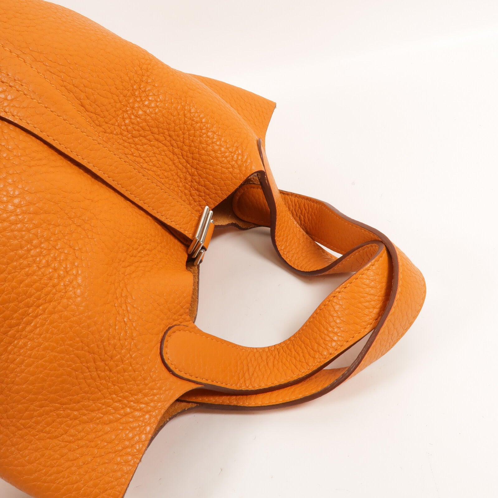 HERMES Clemence皮革Picotin PM手挽袋Orange