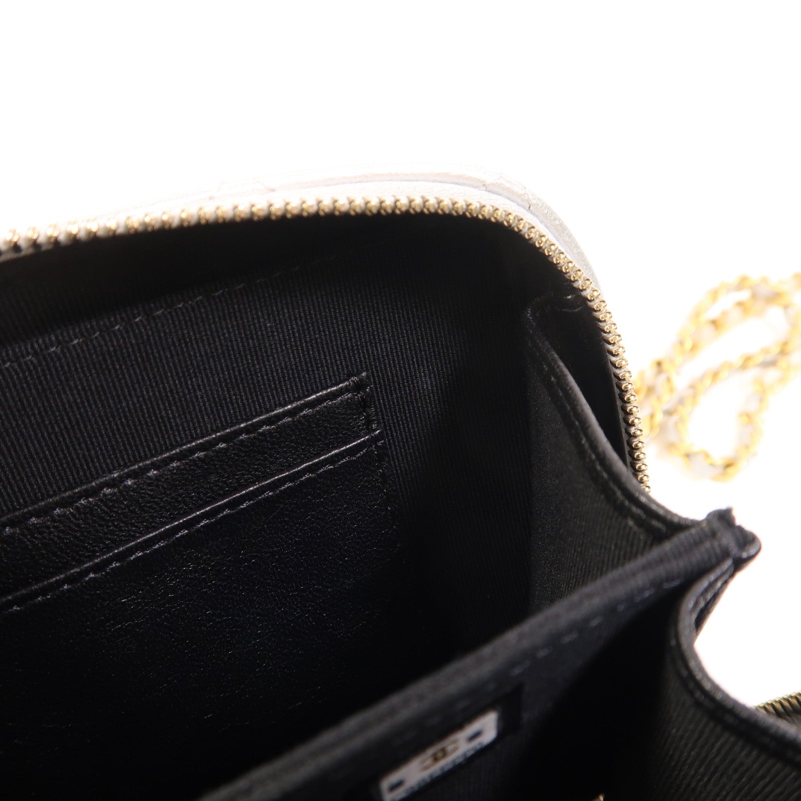 CHANEL 【激減優惠】牛皮皮革Vanity Case金扣鏈帶手挽肩背兩用袋