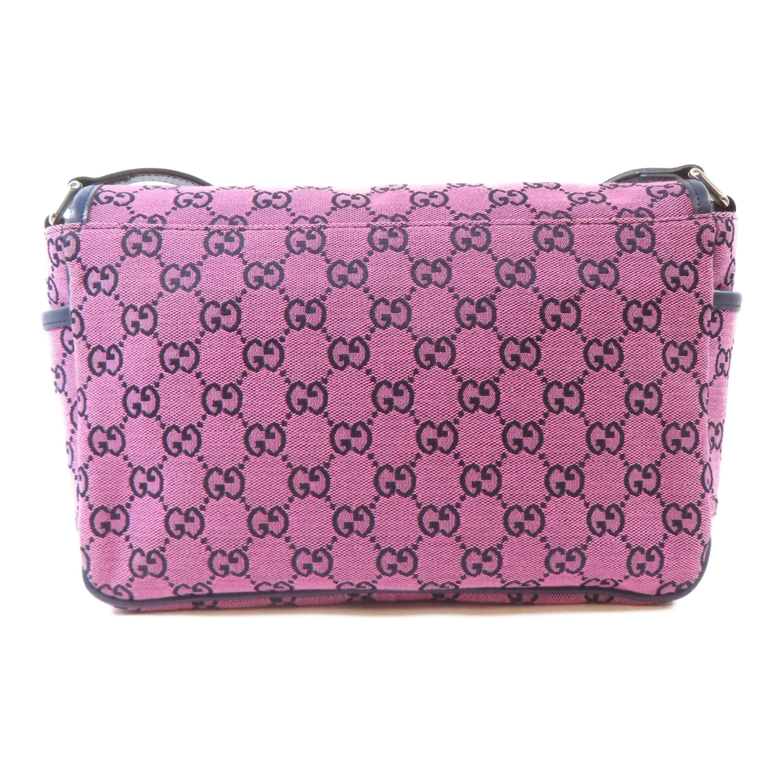 GUCCI 帆布Shoulder Bag銀扣肩背袋粉紅色