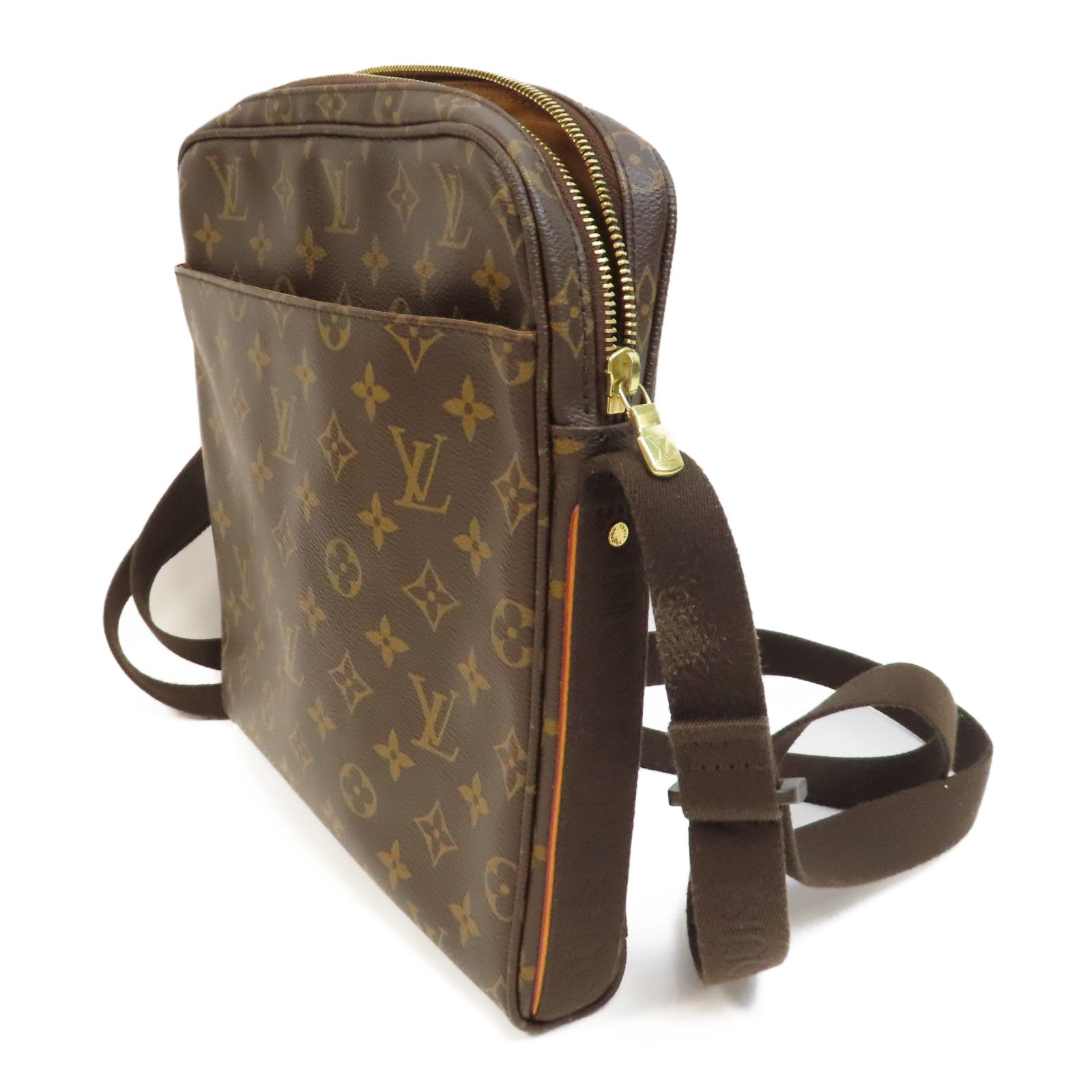LOUIS VUITTON Monogram Trotteur Beaubourg金扣肩背袋啡色