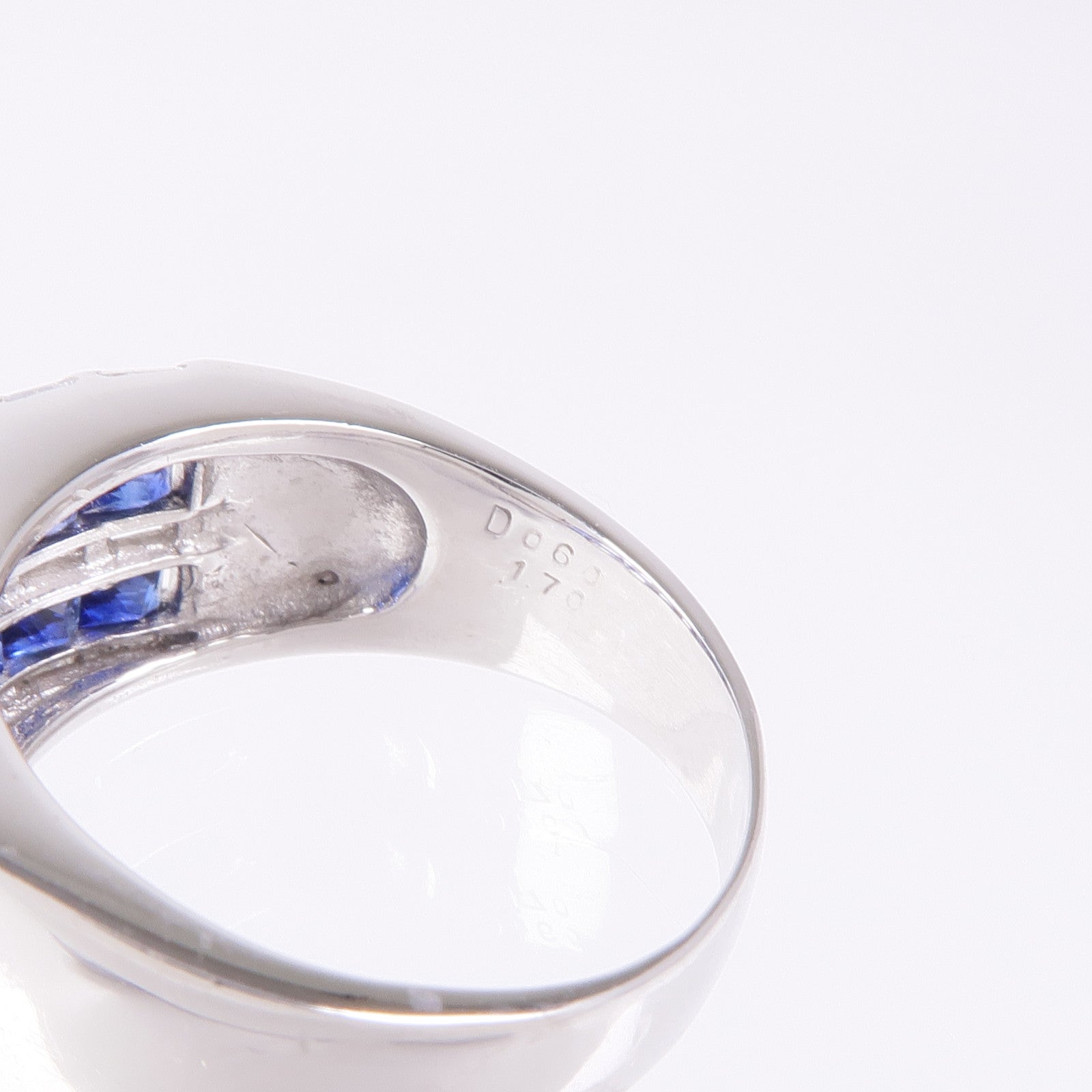 JEWELRY PT900鉑金Sapphire/Diamond Ring藍寶石/鑽石戒指US#6.5