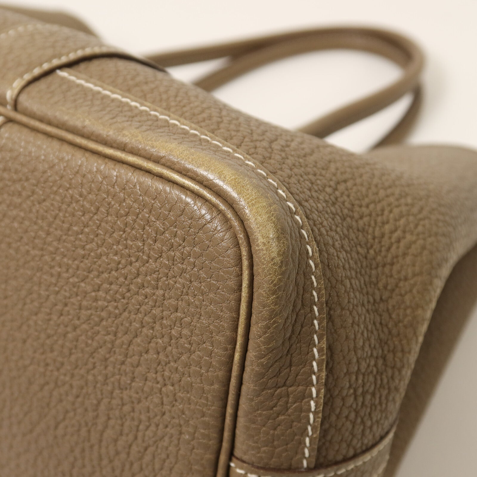 HERMES Clemence皮革Garden Party TPM銀扣手挽袋Etoupe