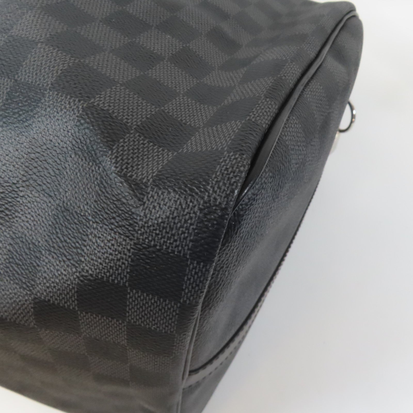 LOUIS VUITTON Damier Graphite Keepall Bandouliere 55銀扣手挽肩背兩用袋黑色