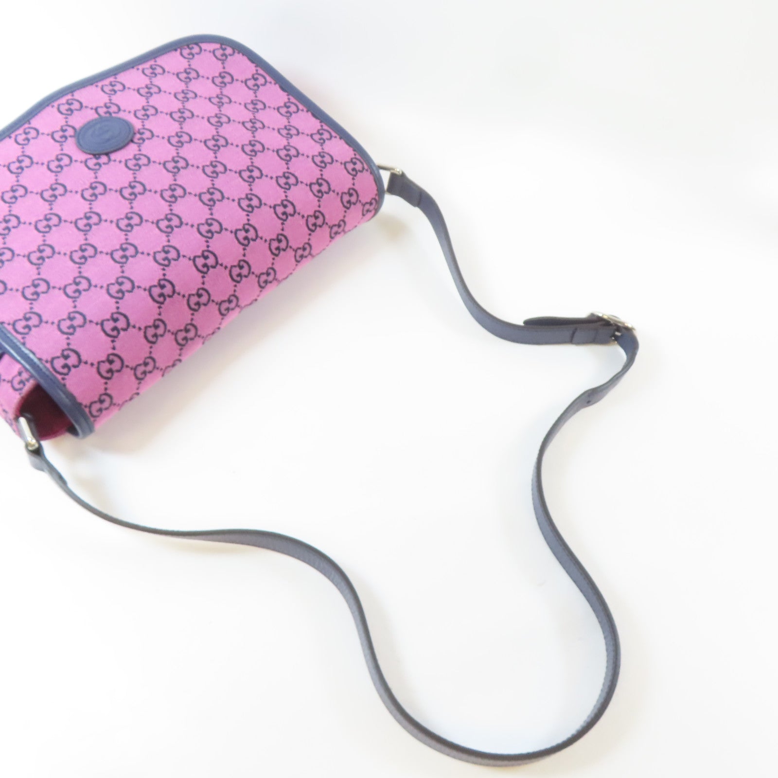 GUCCI 帆布Shoulder Bag銀扣肩背袋粉紅色