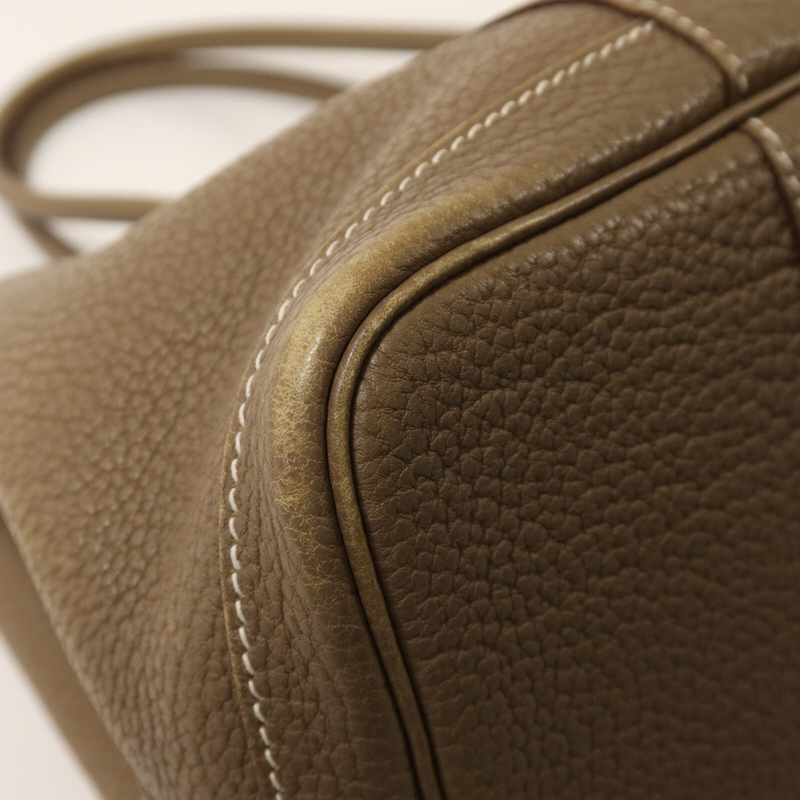 HERMES Clemence皮革Garden Party TPM銀扣手挽袋Etoupe