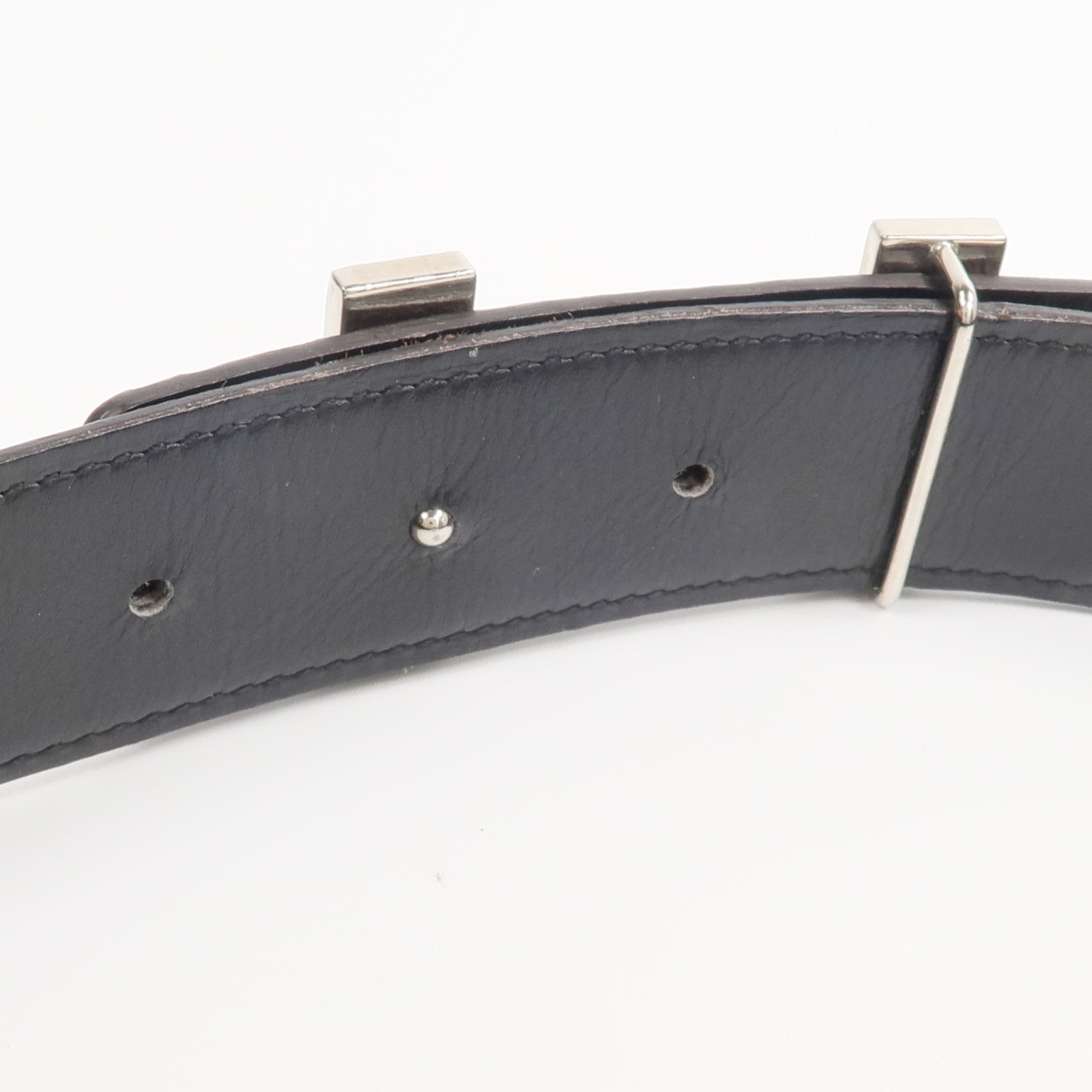 HERMES Togo/Box皮革Reversible H Belt 85cm皮帶Chocolat/Noir