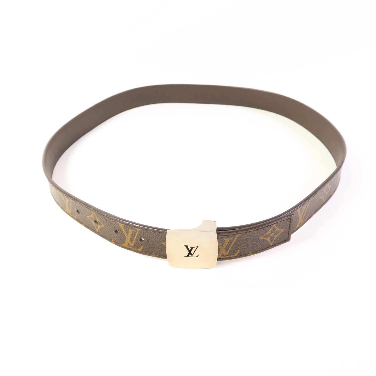 LOUIS VUITTON Monogram Buckle Monogram Belt銀扣皮帶