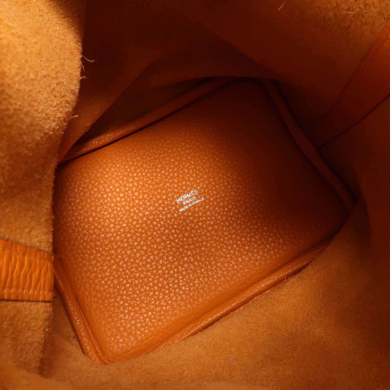HERMES Clemence皮革Picotin PM手挽袋Orange