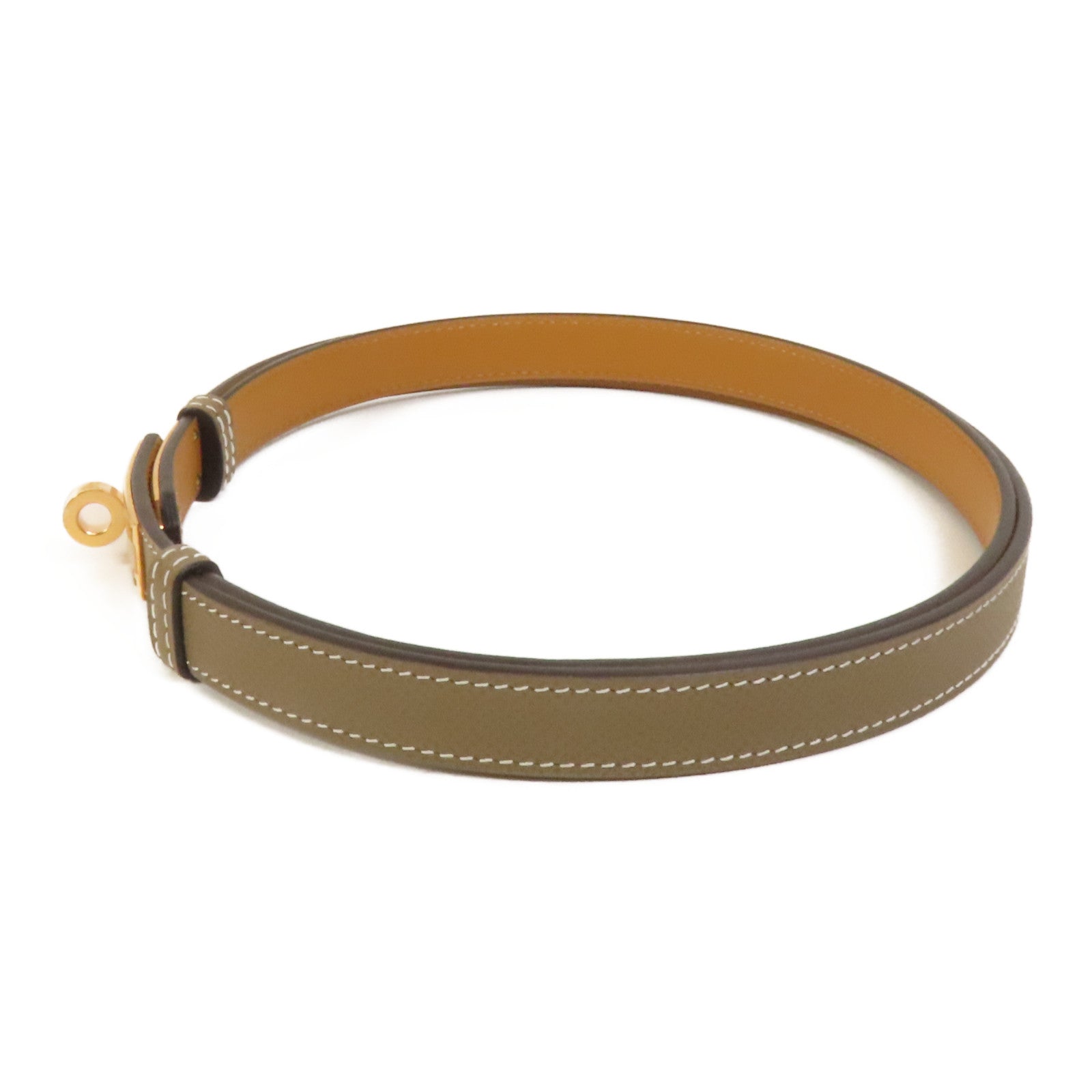 HERMES Epsom皮革Kelly Belt玫瑰金扣皮帶Etoupe