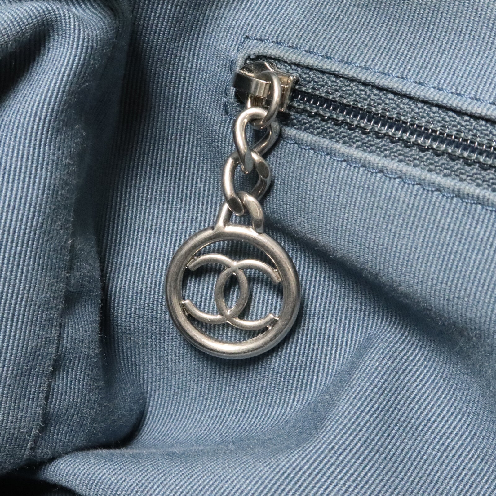 CHANEL 牛仔布Deauville Tote鏈帶手挽肩背兩用袋