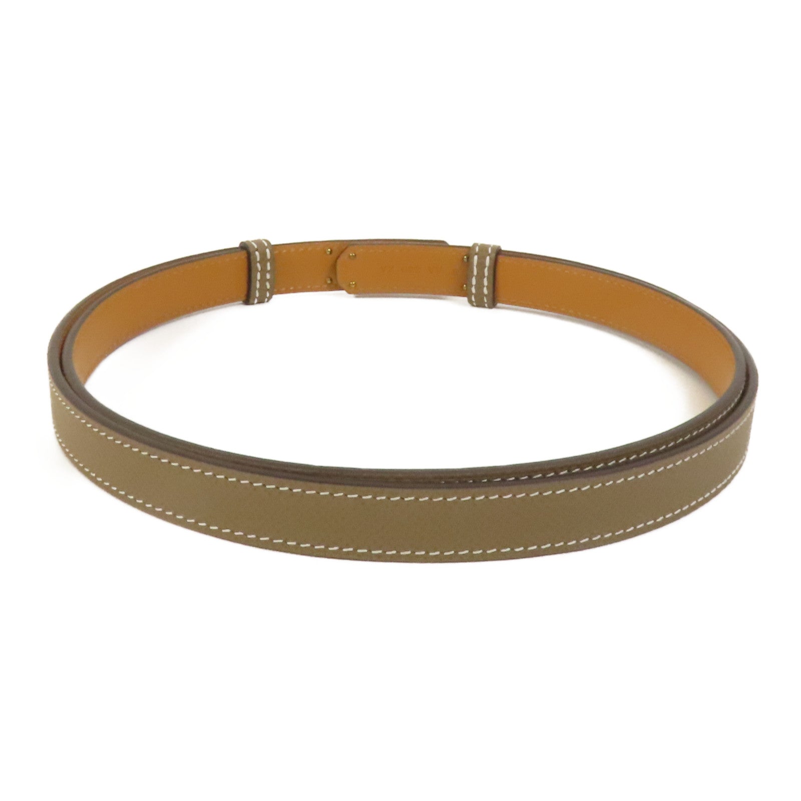 HERMES Epsom皮革Kelly Belt玫瑰金扣皮帶Etoupe