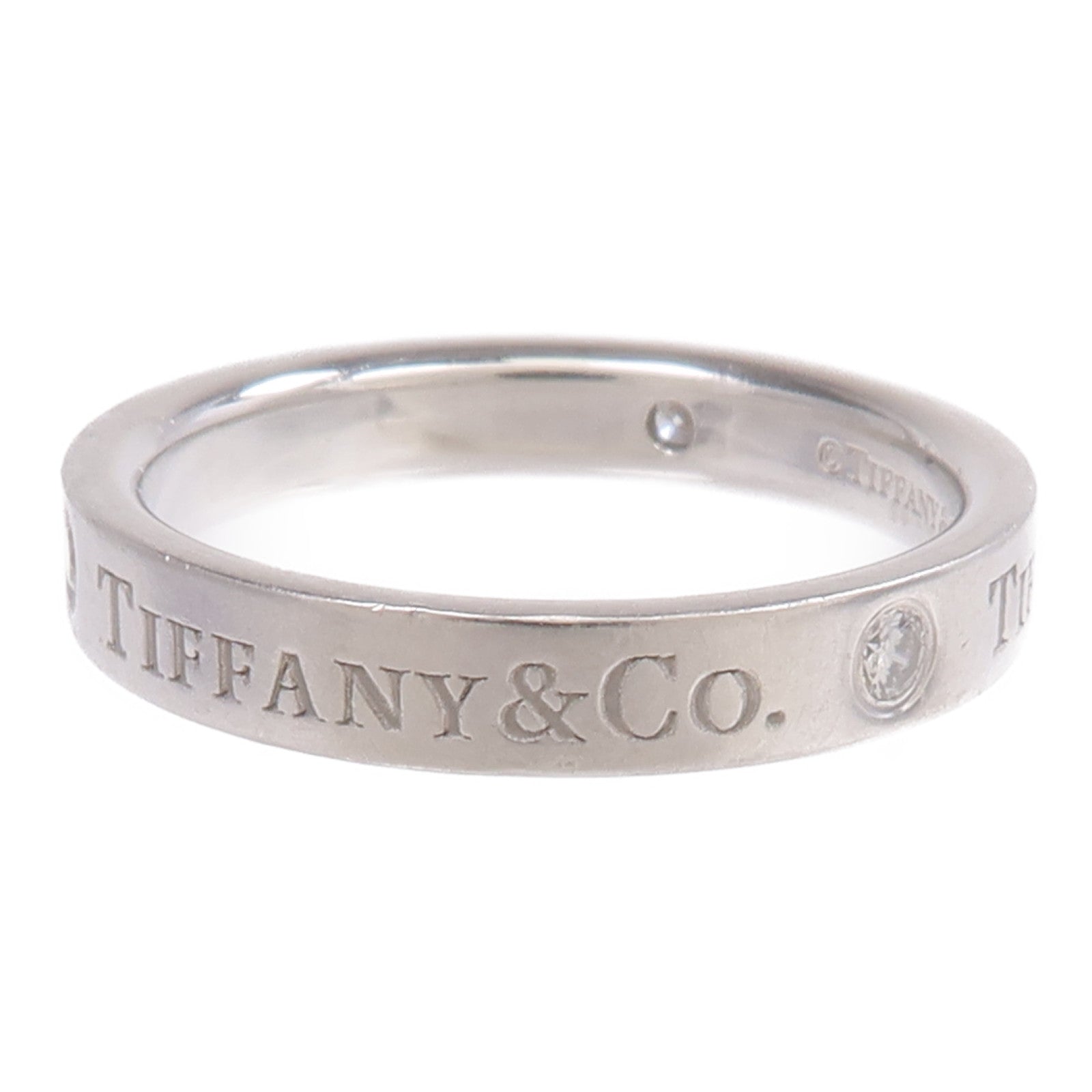 TIFFANY＆CO PT950鉑金T&Co Band Ring 3 Diamonds鑽石戒指