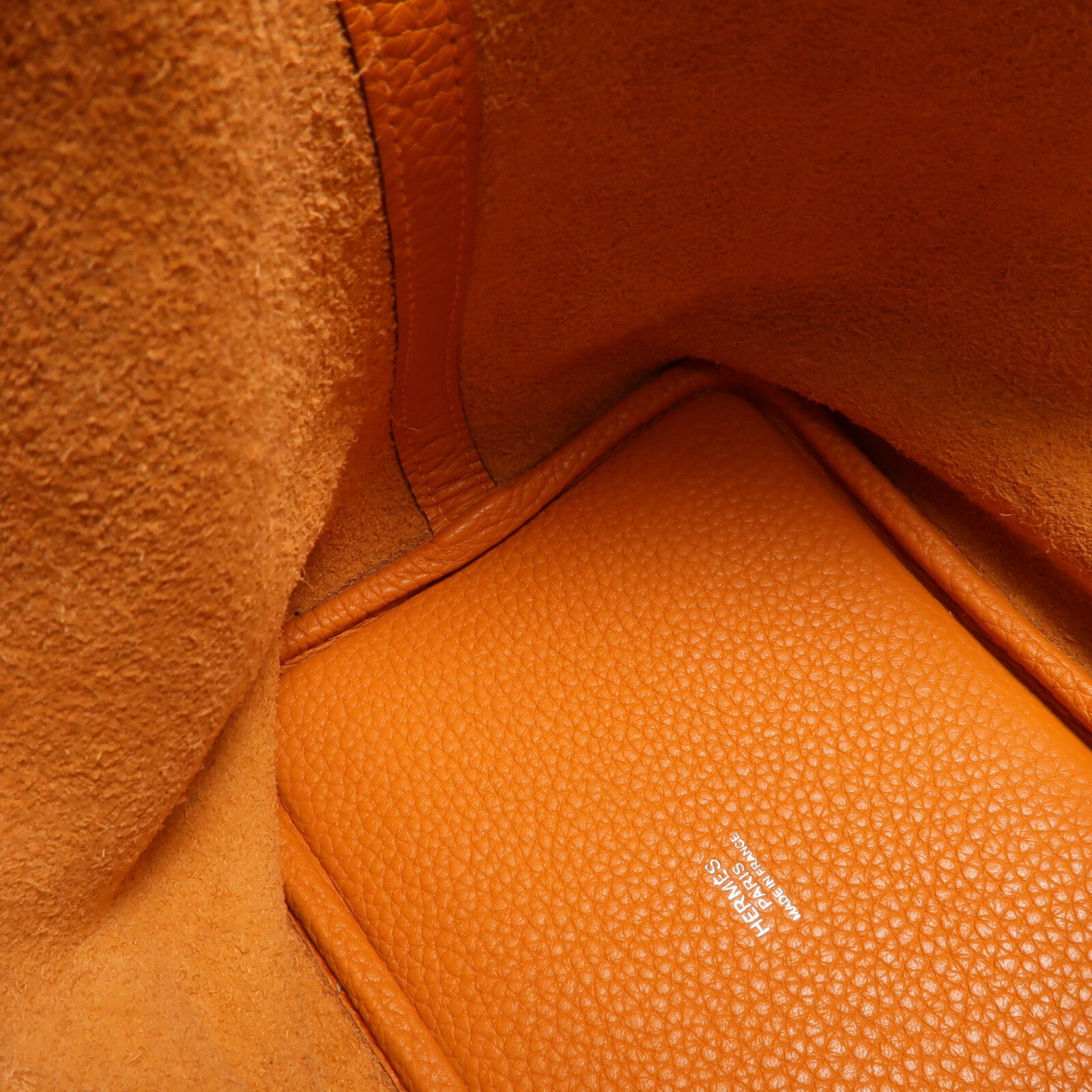 HERMES Clemence皮革Picotin PM手挽袋Orange