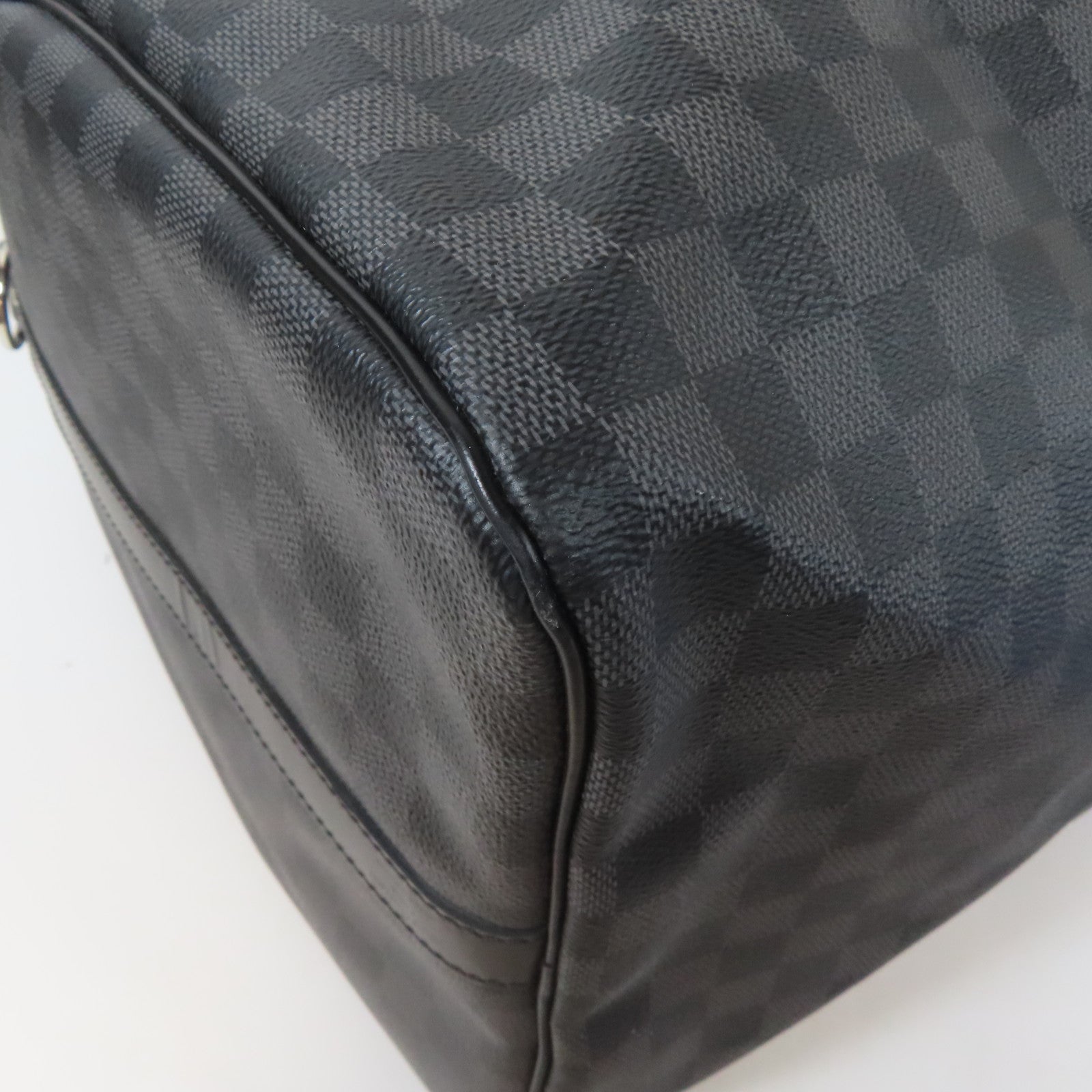 LOUIS VUITTON Damier Graphite Keepall Bandouliere 55銀扣手挽肩背兩用袋黑色