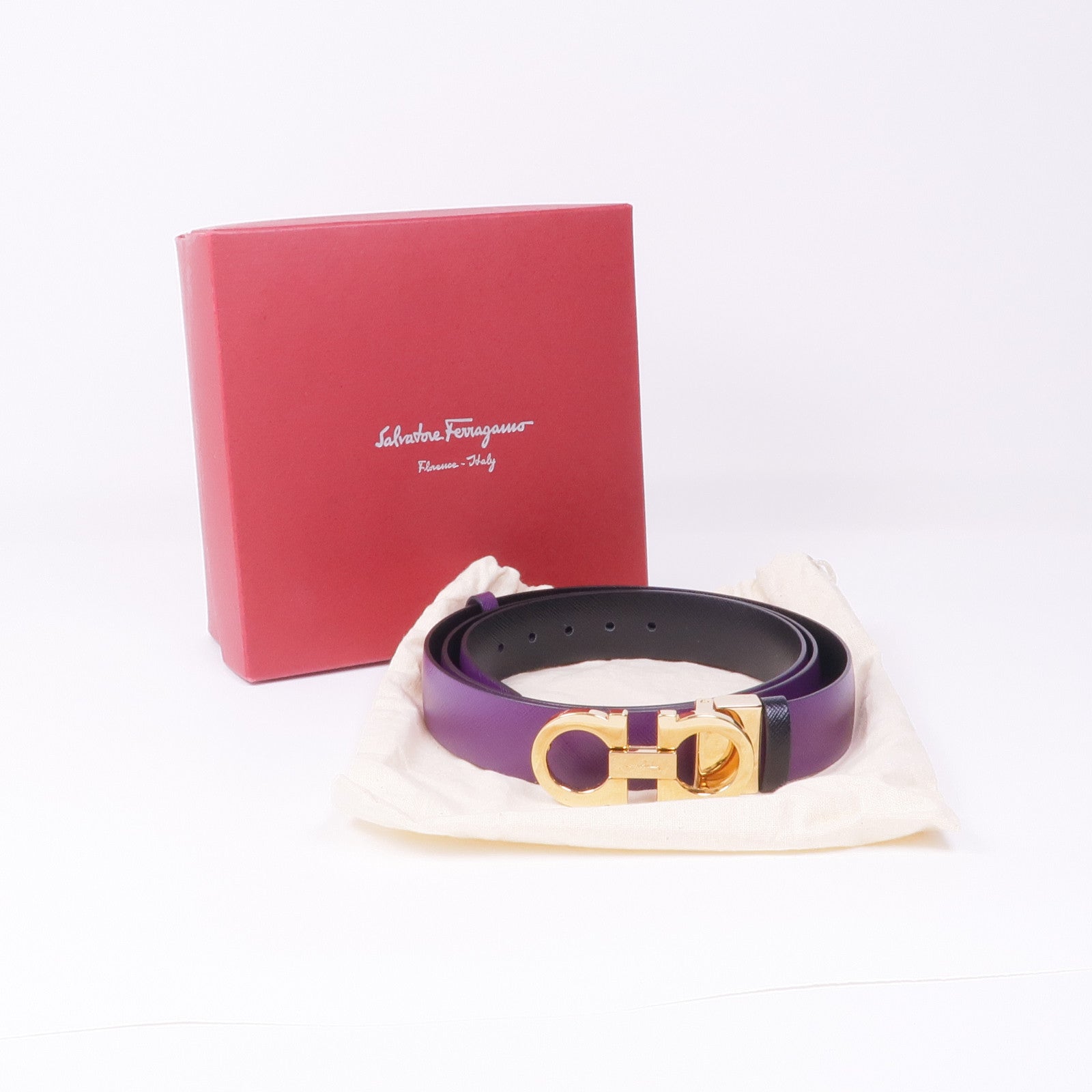 Salvatore Ferragamo 牛皮皮革Belt金扣皮帶