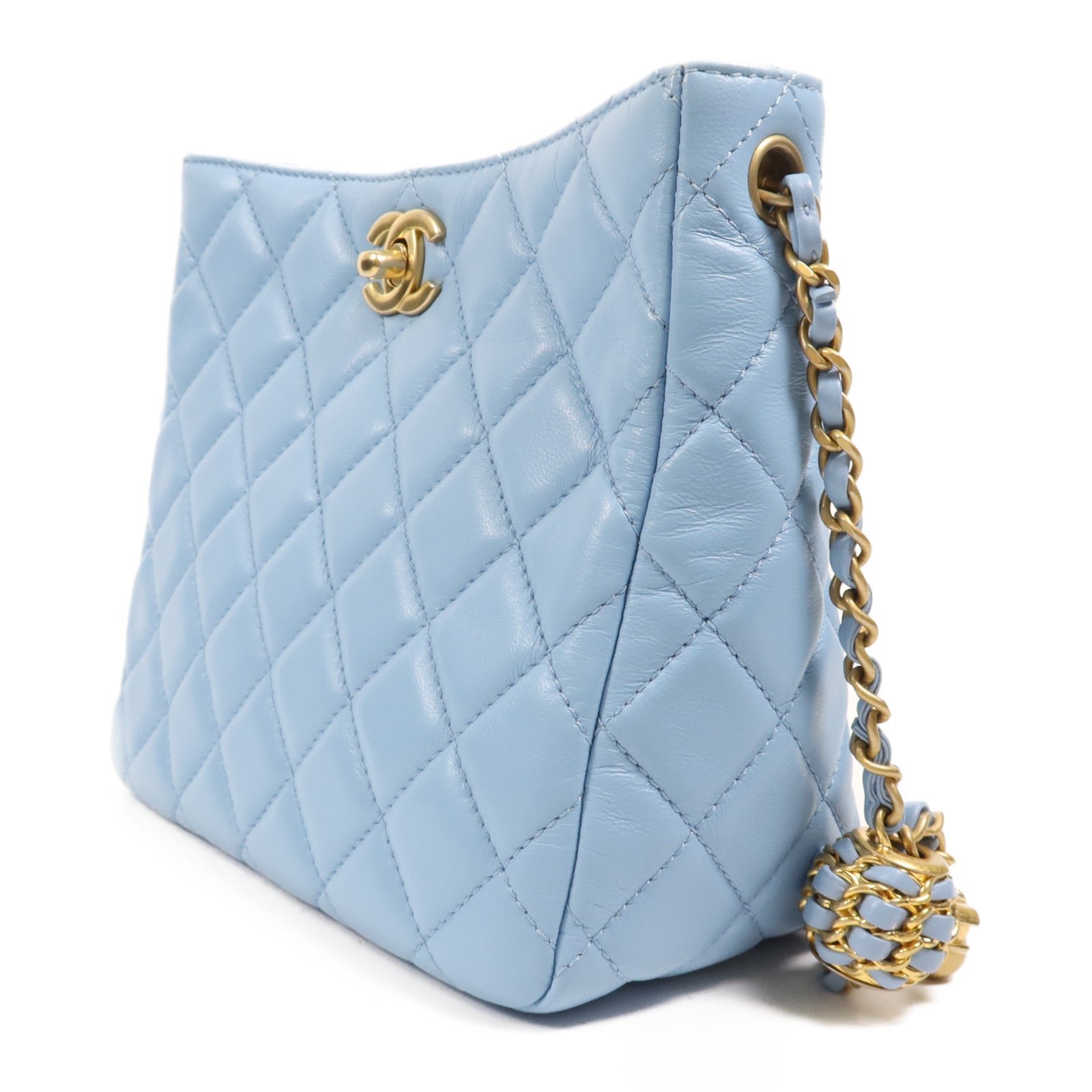 CHANEL 羊皮皮革Chain Shoulder金扣鏈帶肩背袋