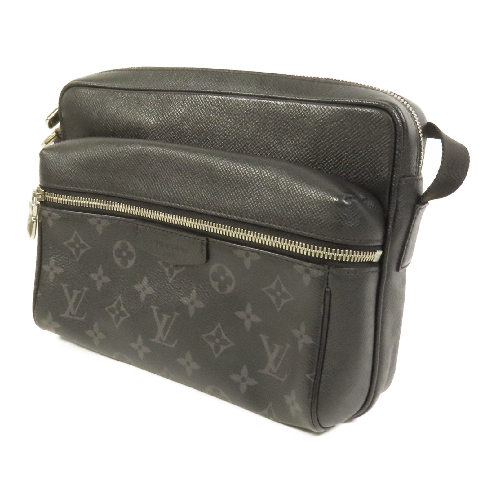 LOUIS VUITTON Monogram Eclipse/Taiga Outdoor Messenger銀扣肩背袋