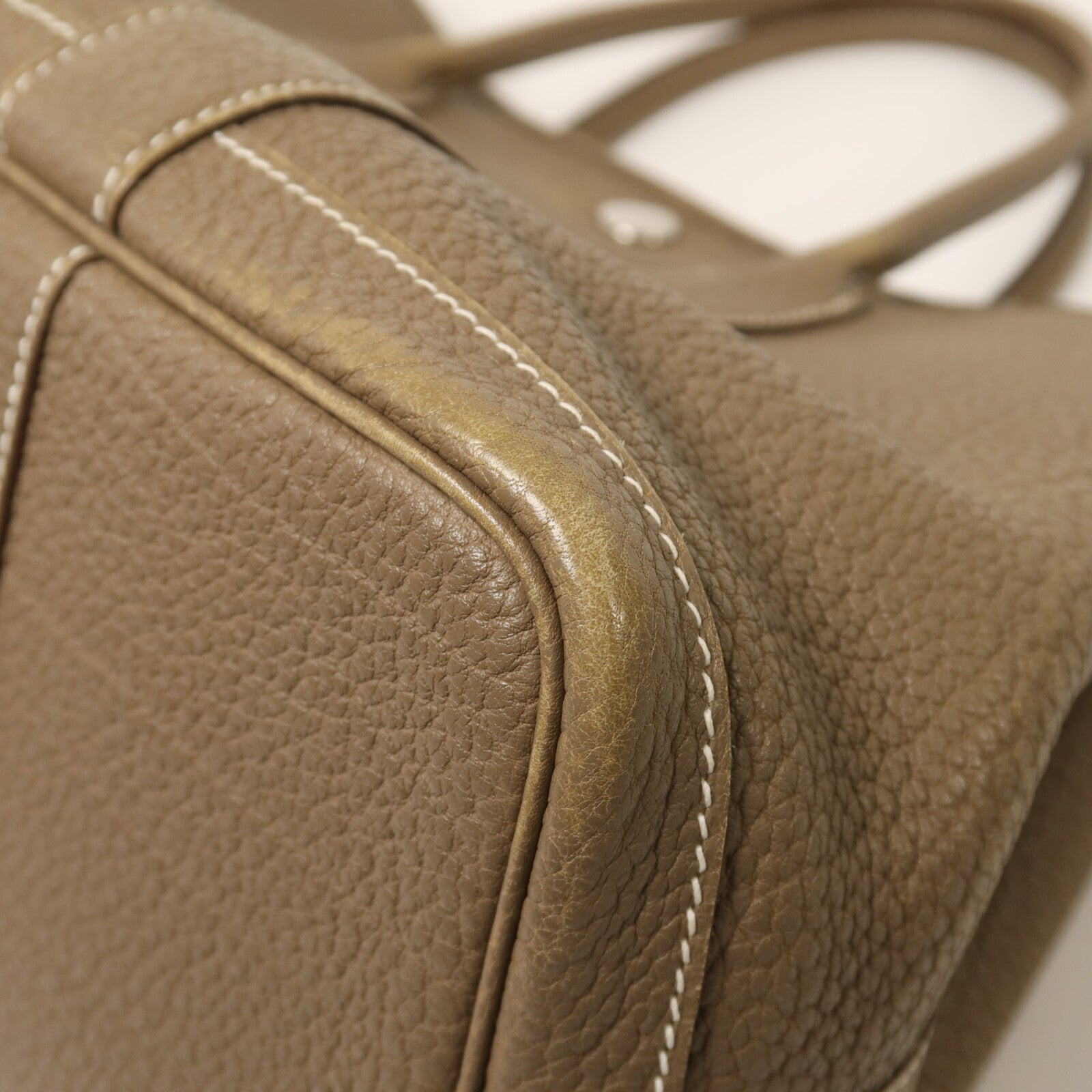 HERMES Clemence皮革Garden Party TPM銀扣手挽袋Etoupe