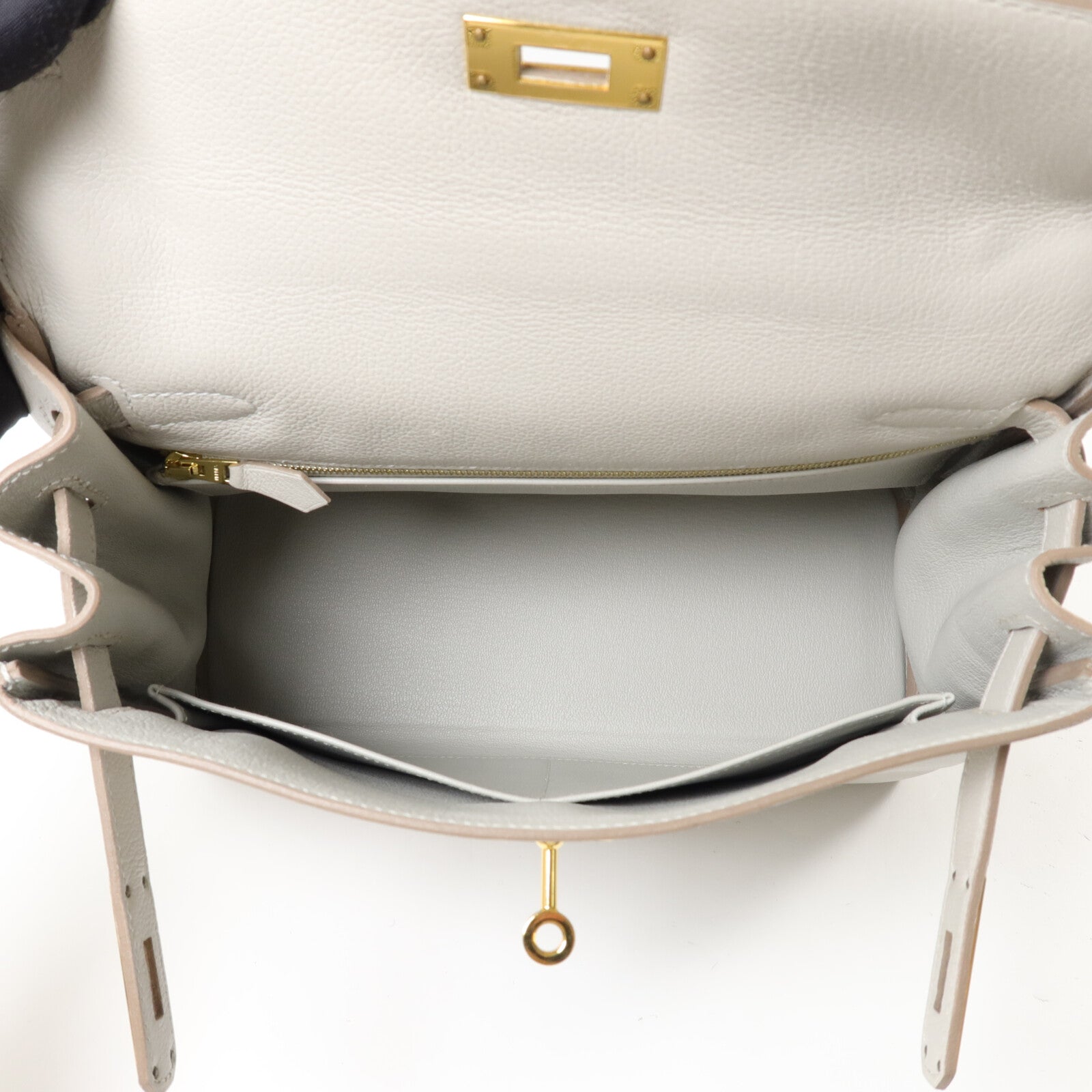 HERMES Togo皮革Kelly 28手挽肩背兩用袋Gris Pâle