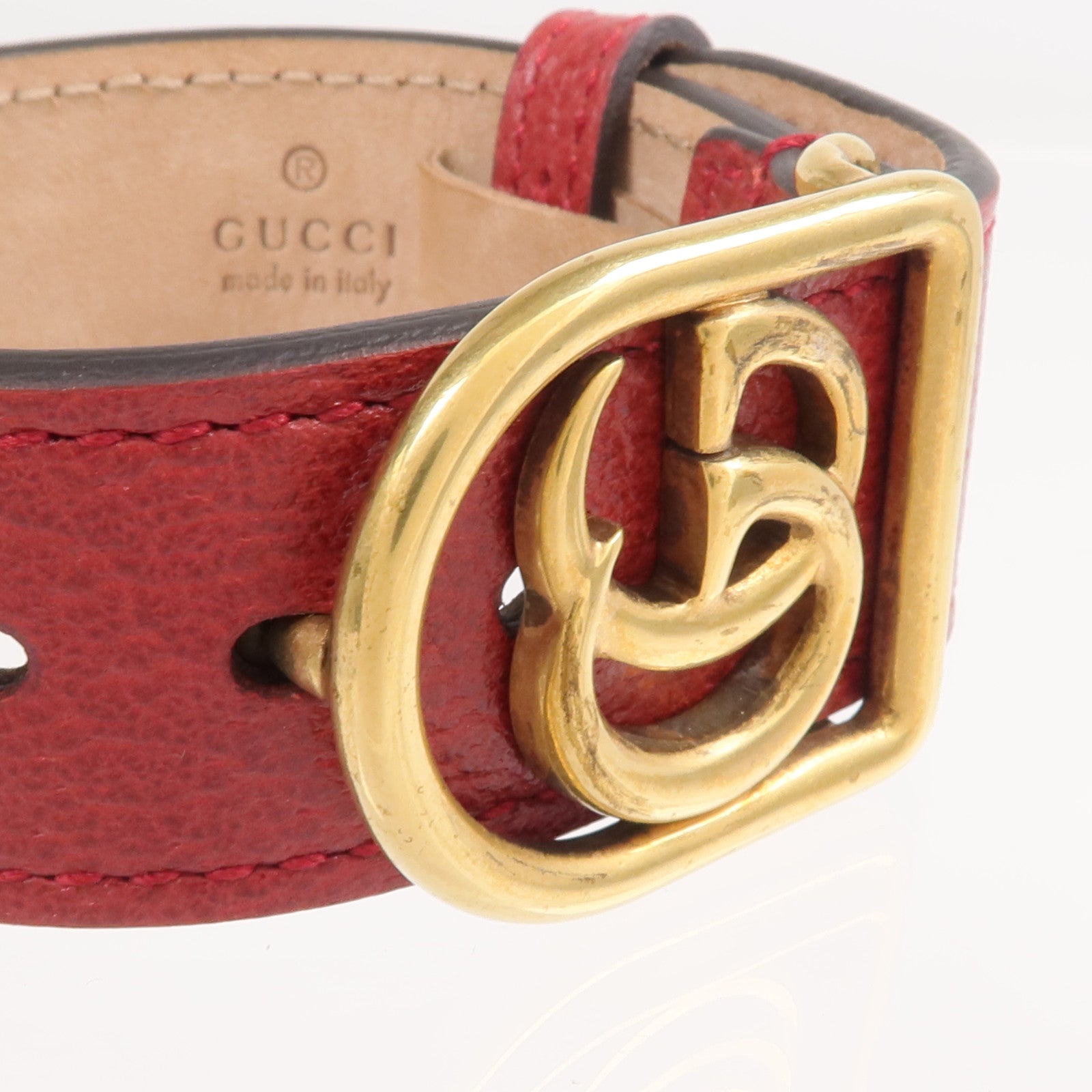 GUCCI 【激減優惠】牛皮皮革GG Marmont金扣手鏈