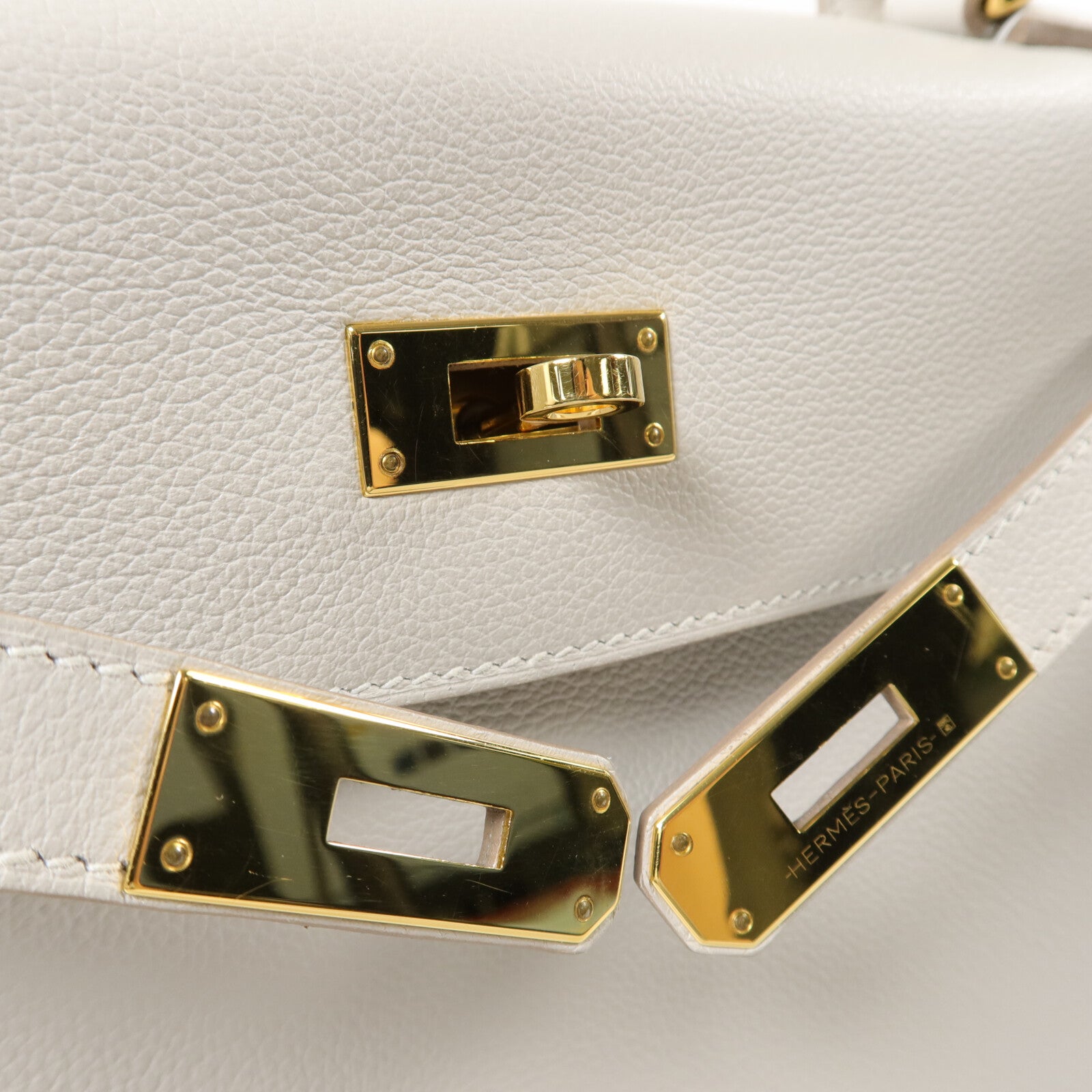 HERMES Togo皮革Kelly 28手挽肩背兩用袋Gris Pâle